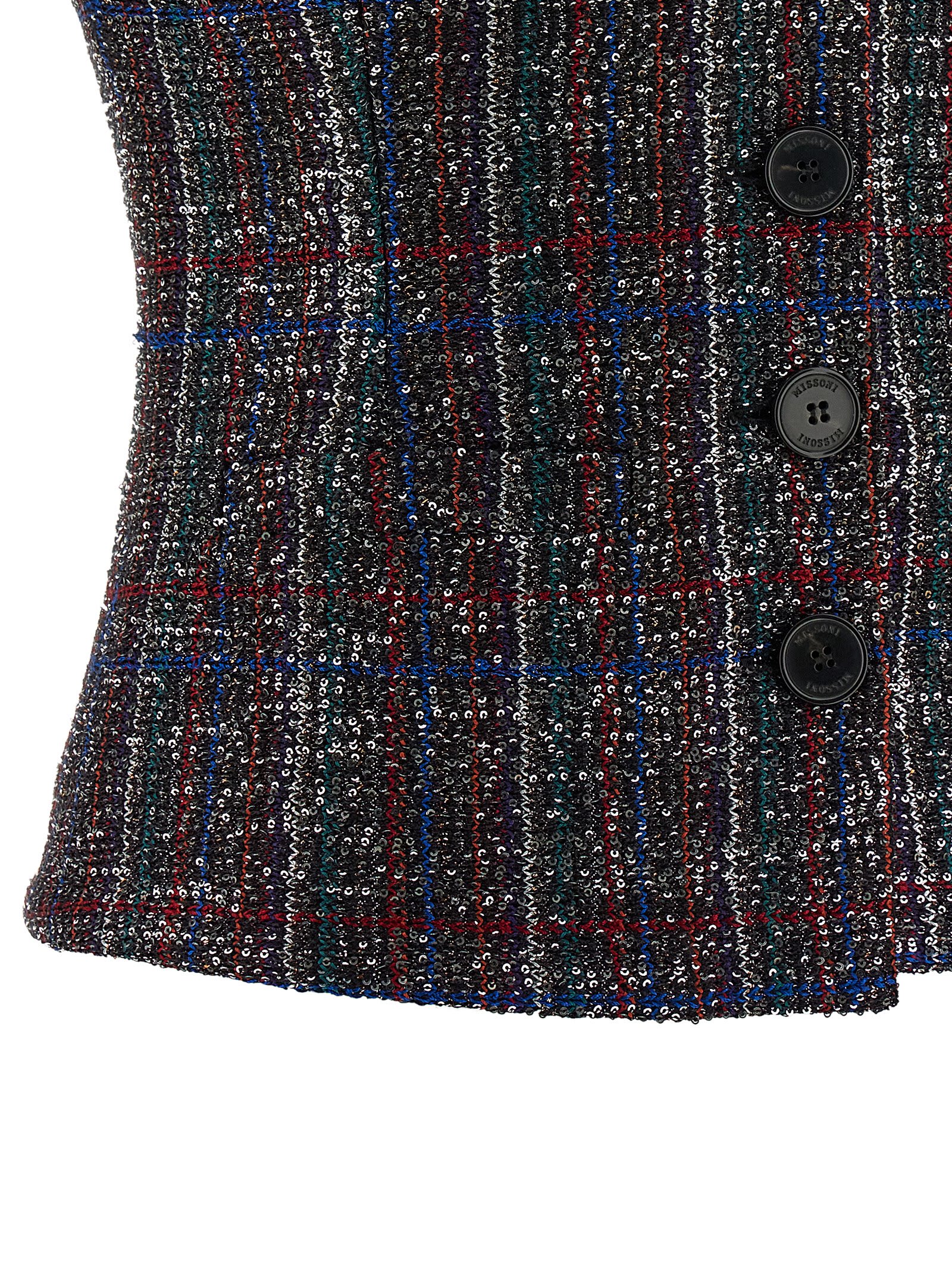Missoni Fitted Tartan Vest Featuring Sequin Accents In Multi