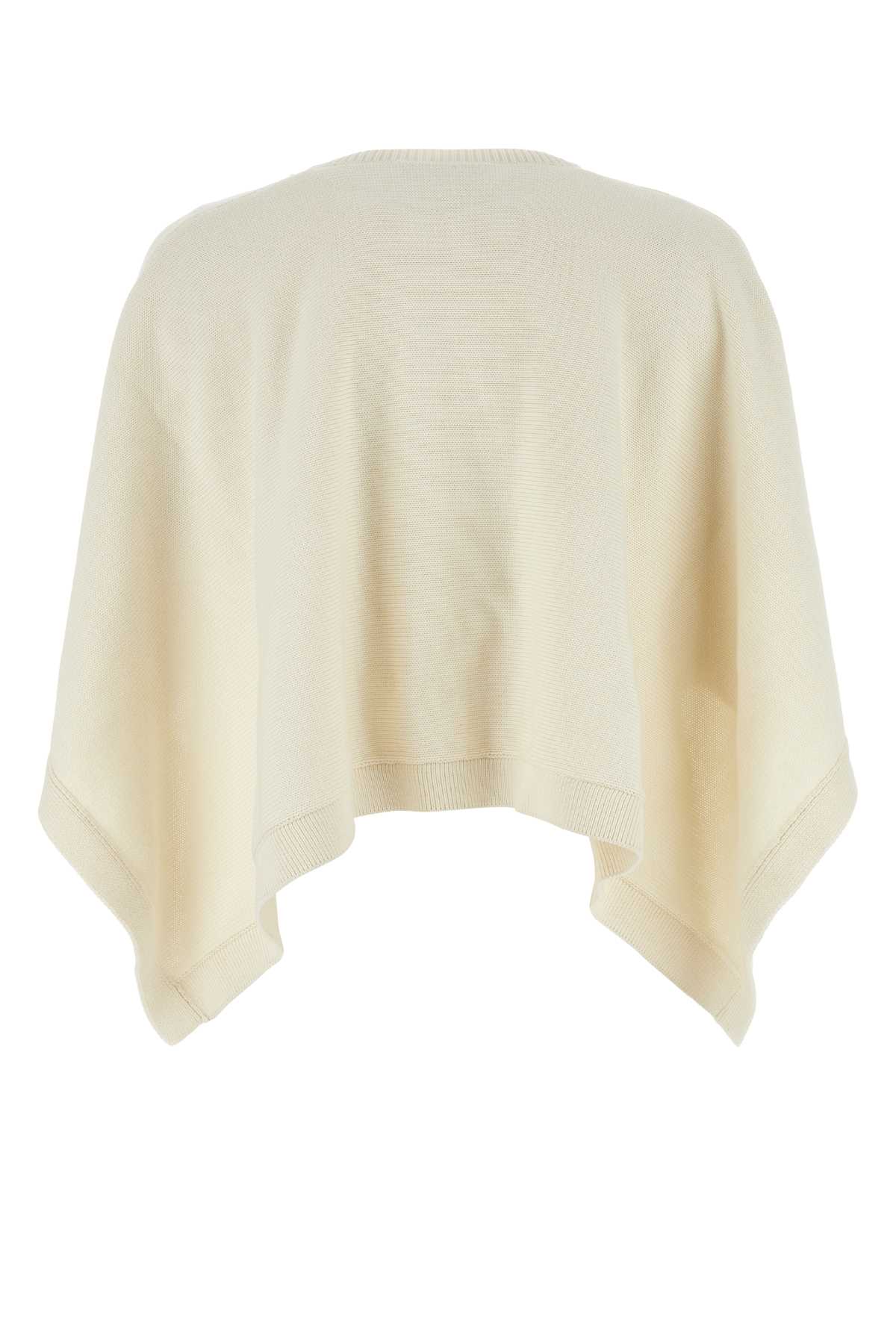 Shop Valentino Ivory Cotton Blend Poncho In Avoriocorallo