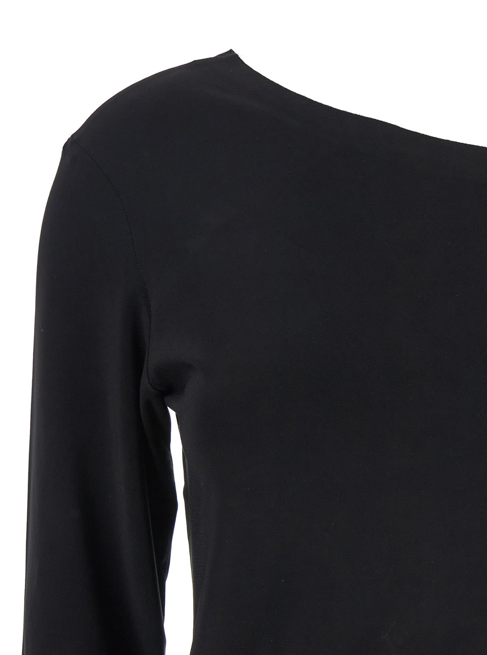 Norma Kamali Black Off-shoulder Top In Tech Fabric Stretch Woman