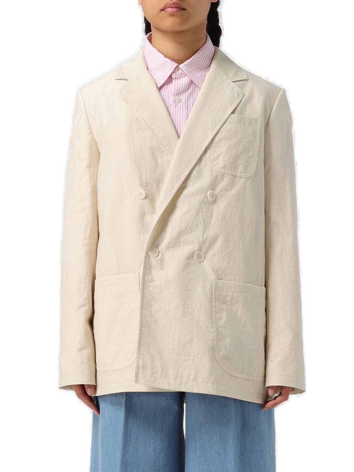 Shop Apc Double-breasted Tailored Blazer In Neutrals
