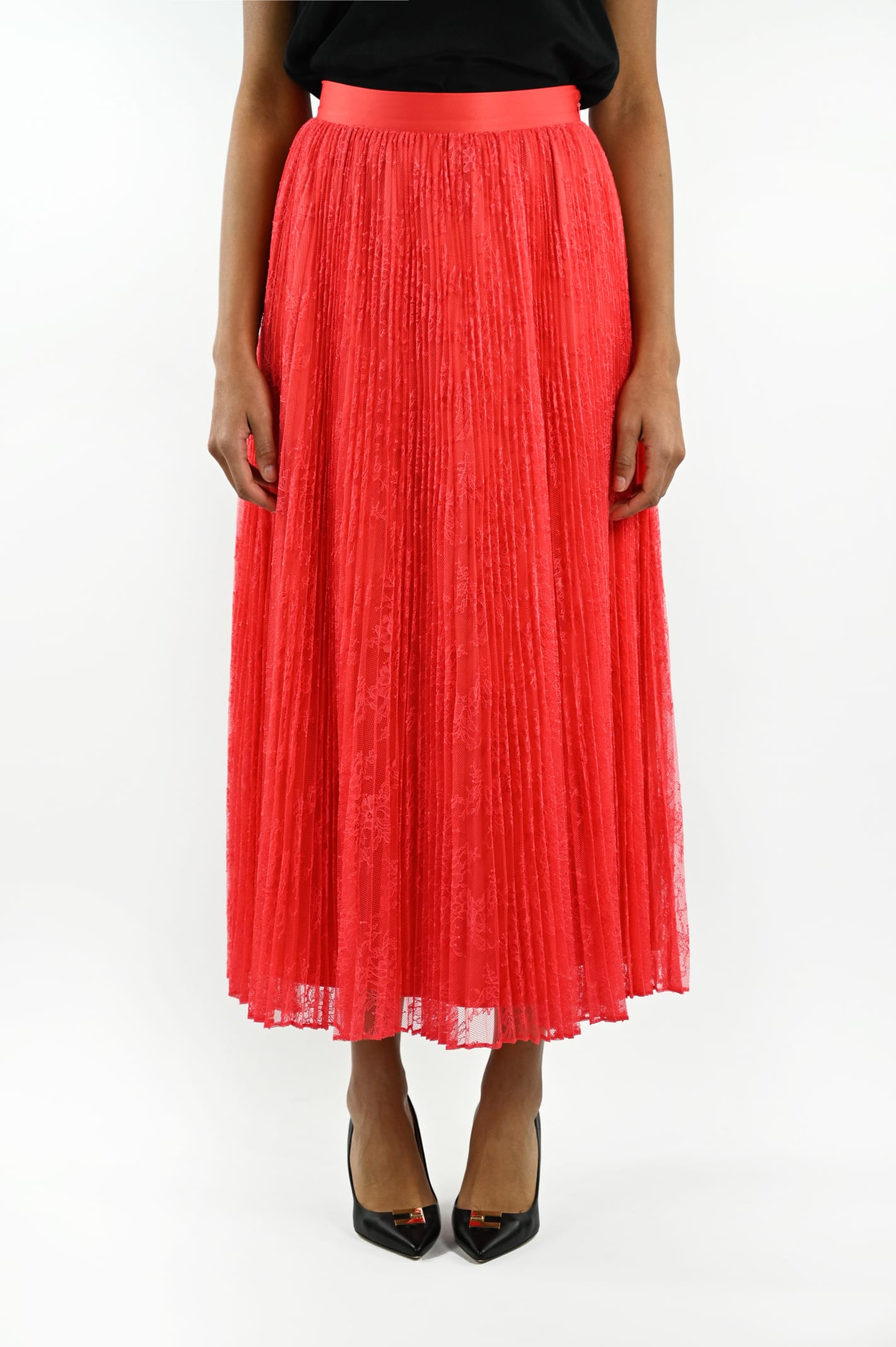 TWINSET LONG PLEATED LACE SKIRT