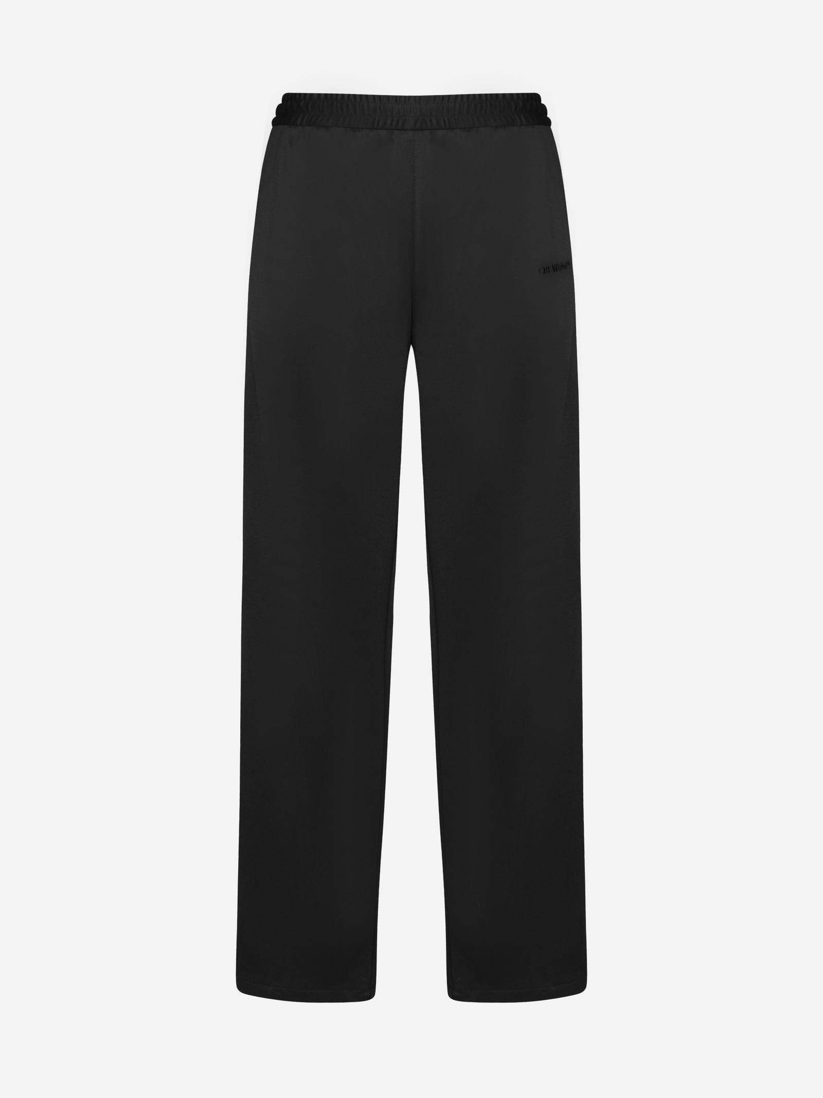Shop Off-white Ow Face Cotton-blend Track Pants In Black