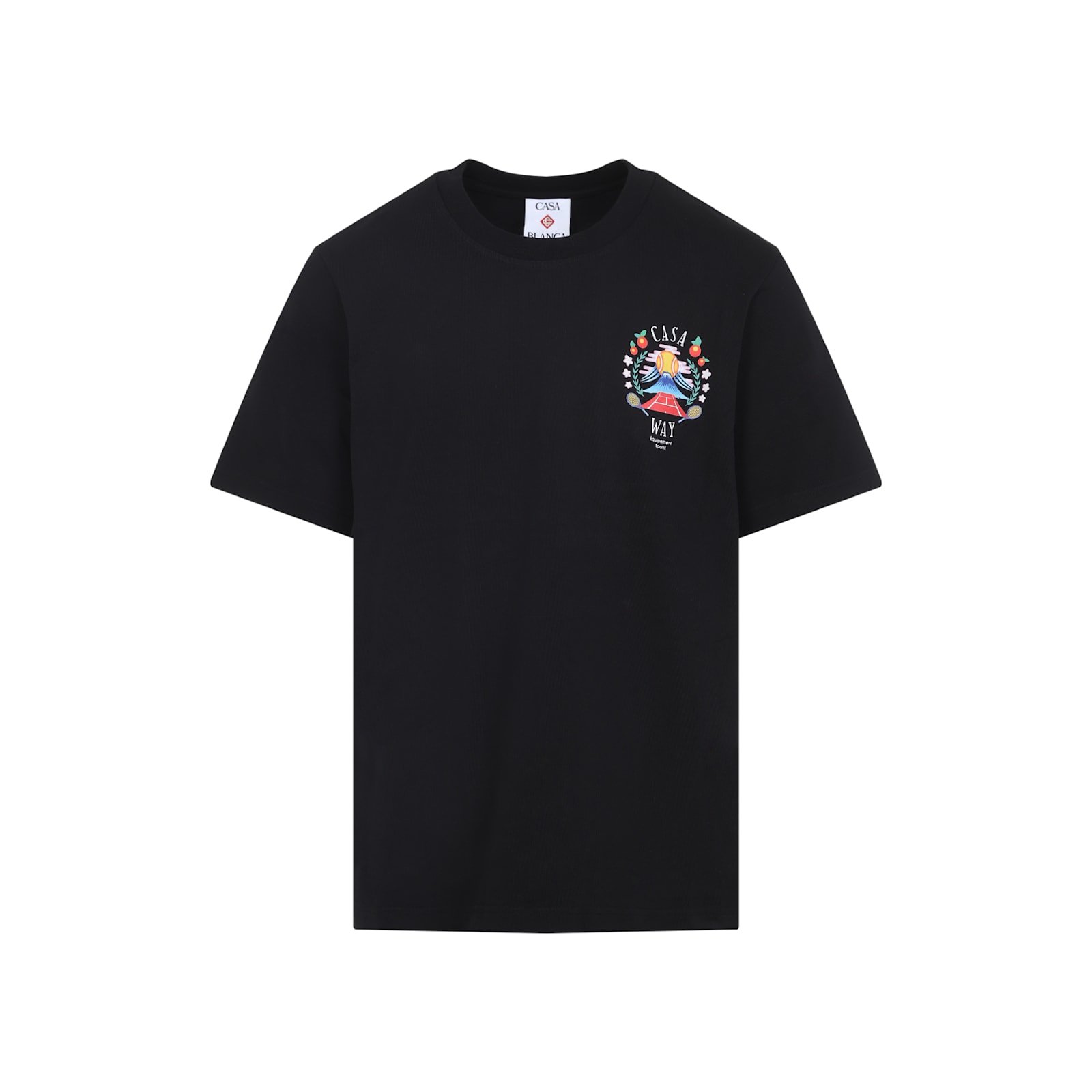 Casablanca Black Crewneck T-shirt With Logo Detail On The Front And Maxi Logo Print On The Rear In Black