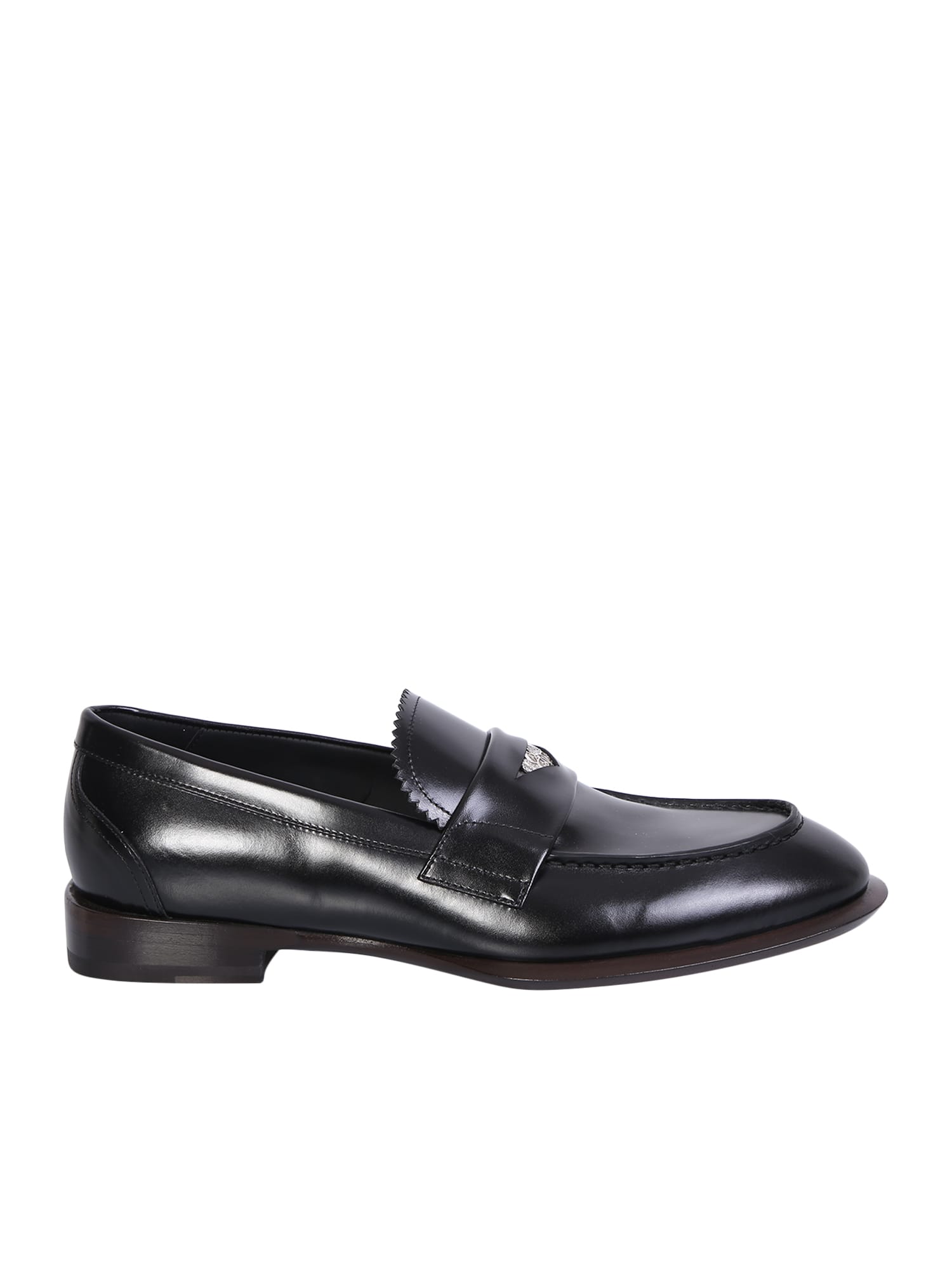 Alexander Mcqueen Seal Loafers With Penny In Black