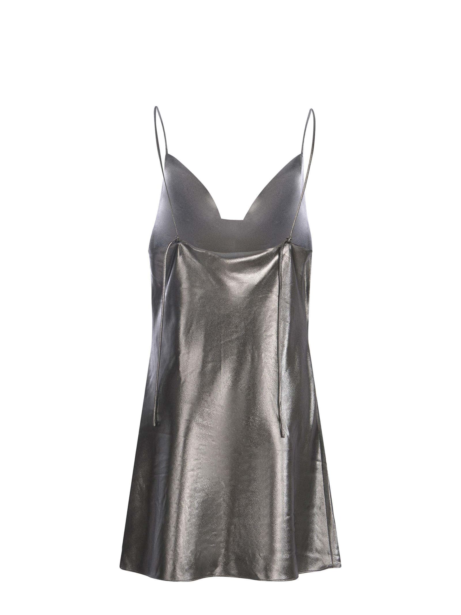 Shop Rotate Birger Christensen Mini Dress Rotate Made Of Metallic Fabric In Argento