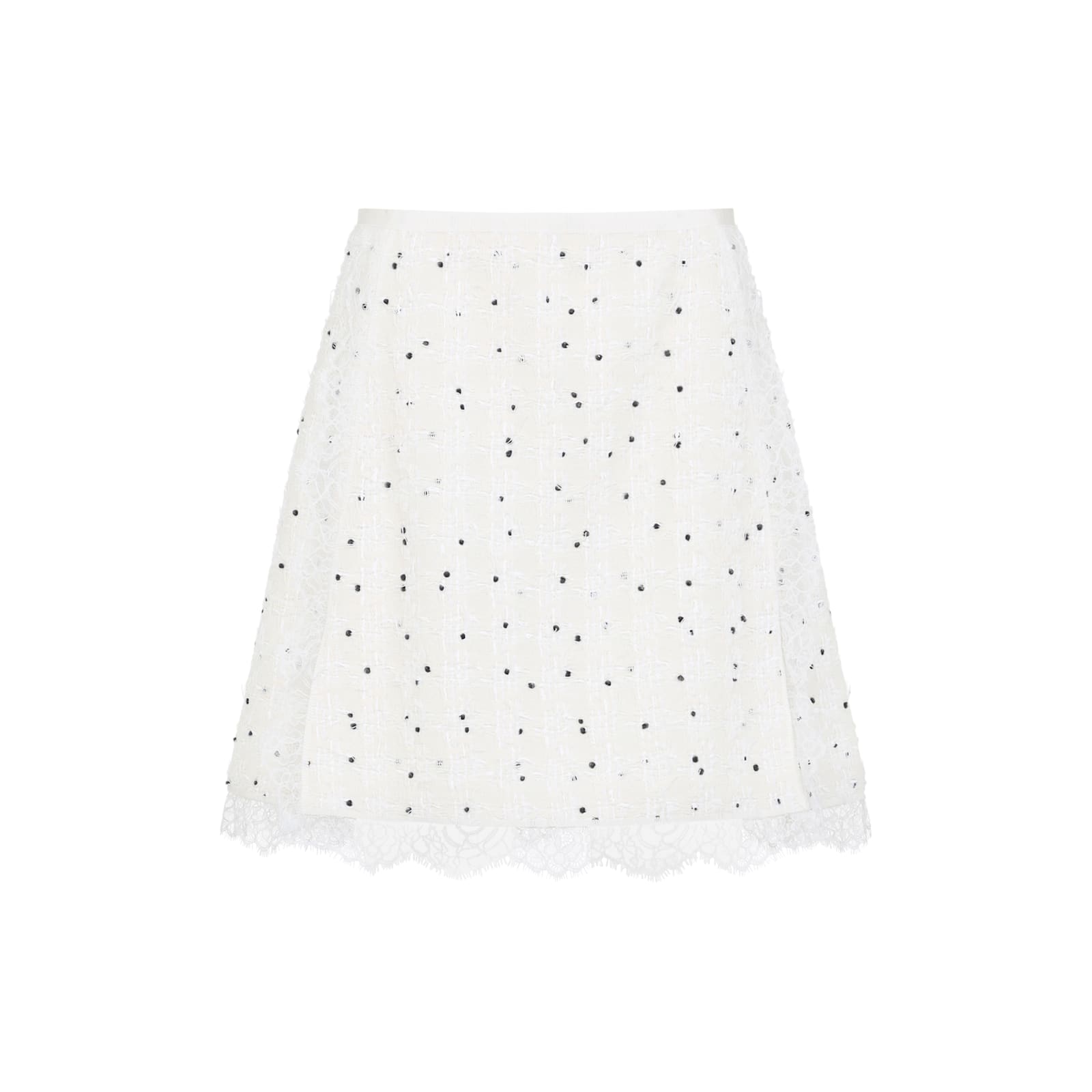 Giambattista Valli Polka Dot A-line Skirt With Lace Trim In White