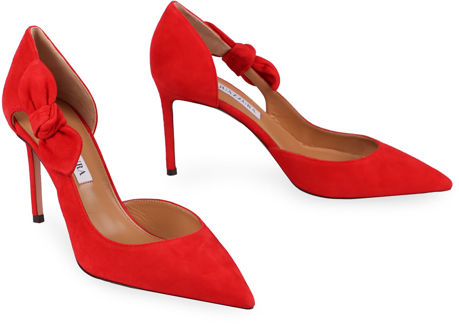 Shop Aquazzura Very Bow Tie Suede Pumps In Red