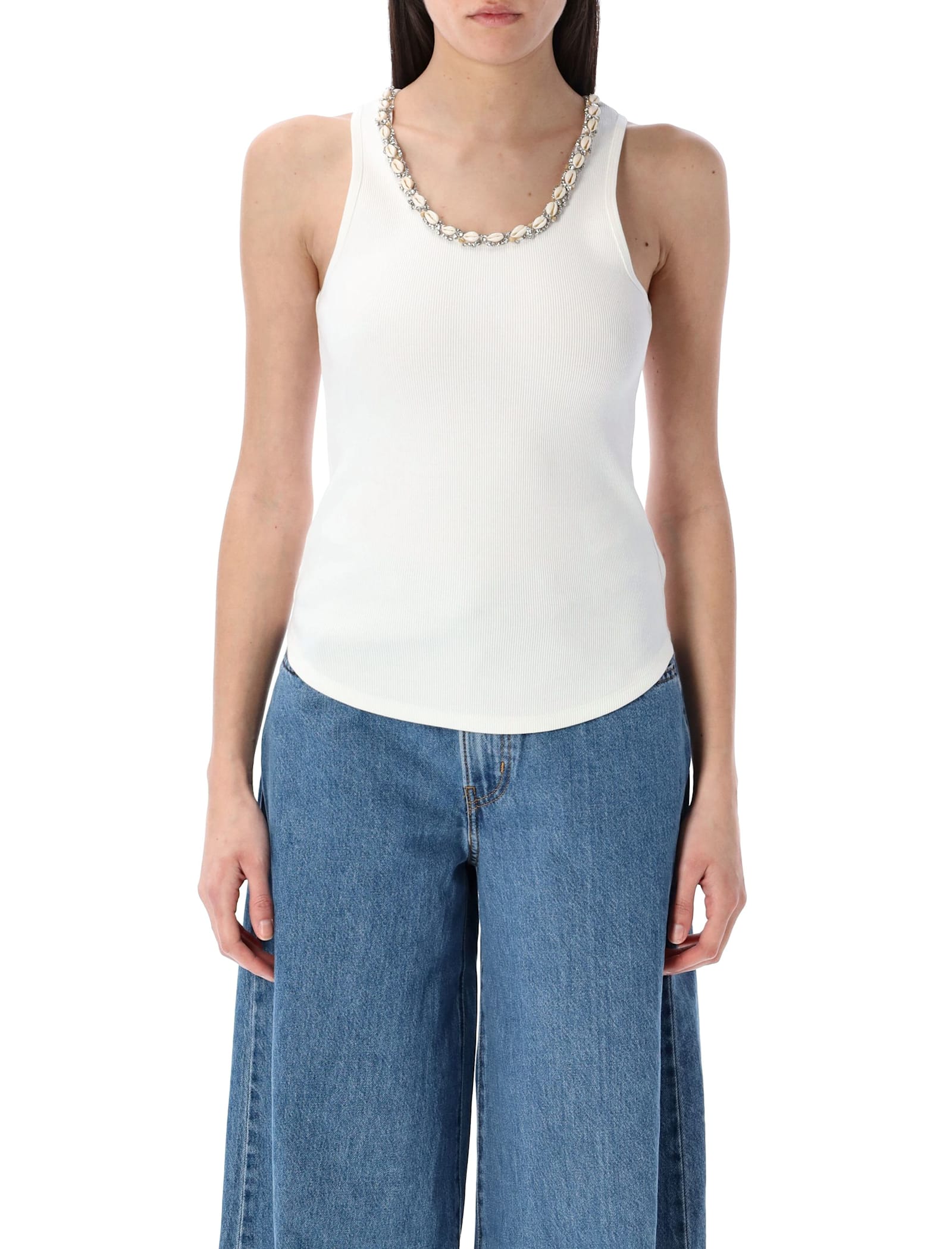 Zimmermann White Illuminate Embellished Tank Top In White