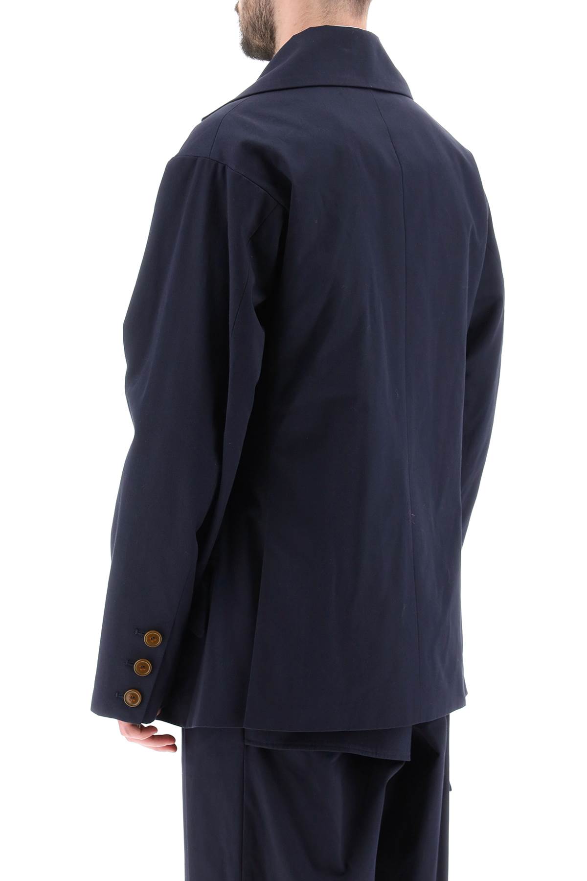 Shop Vivienne Westwood Cotton Twill Caban In Navy (blue)