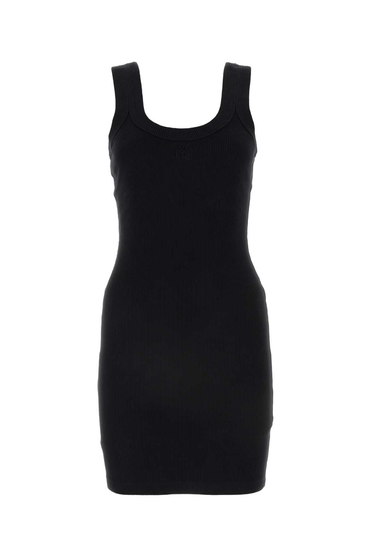 Black Stretch Cotton Mini Dress