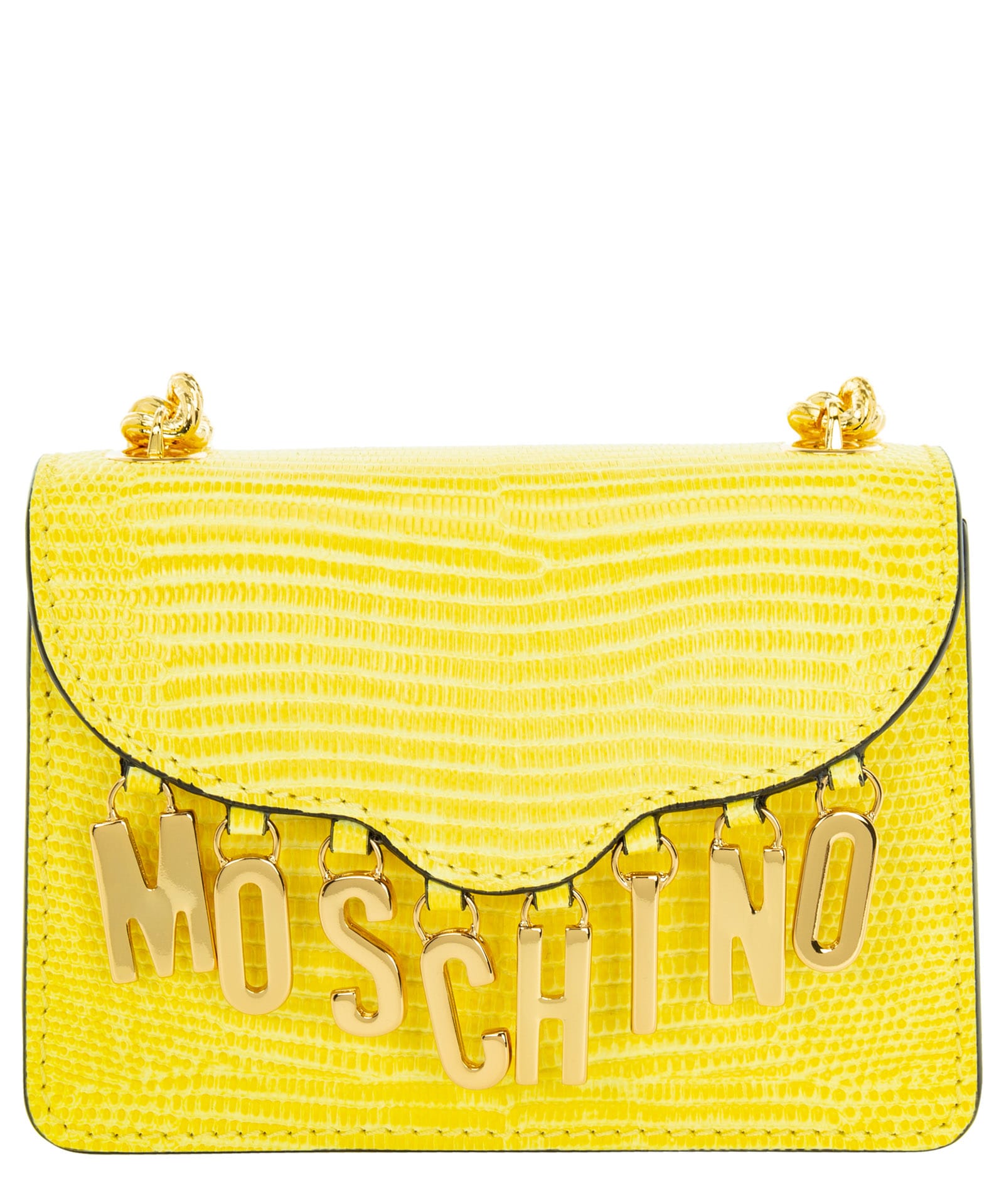 Moschino Lettering Charms Leather Handbag