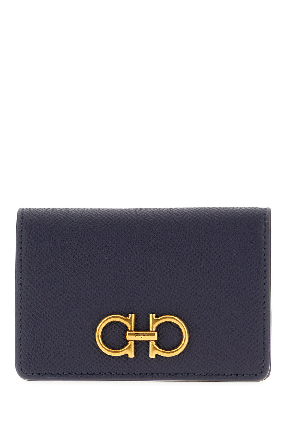 Ferragamo Navy Blue Leather Card Holder In Midnight Midnight 301