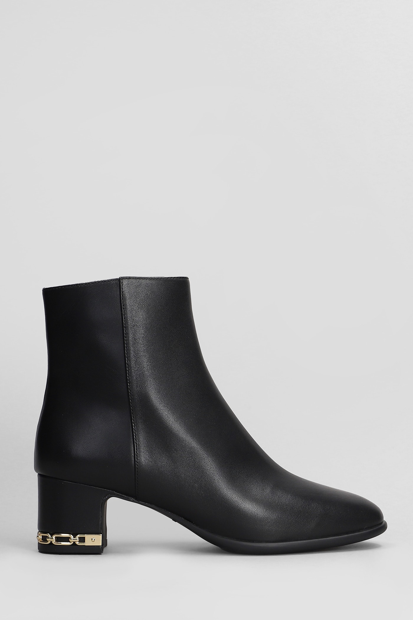 Michael Kors June Flex High Heels Ankle Boots In Black Leather