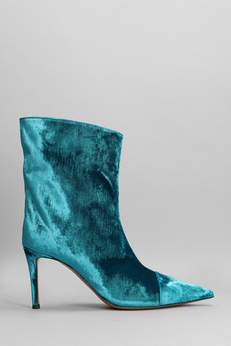 Alexandre Vauthier High Heels Ankle Boots In Green Velvet