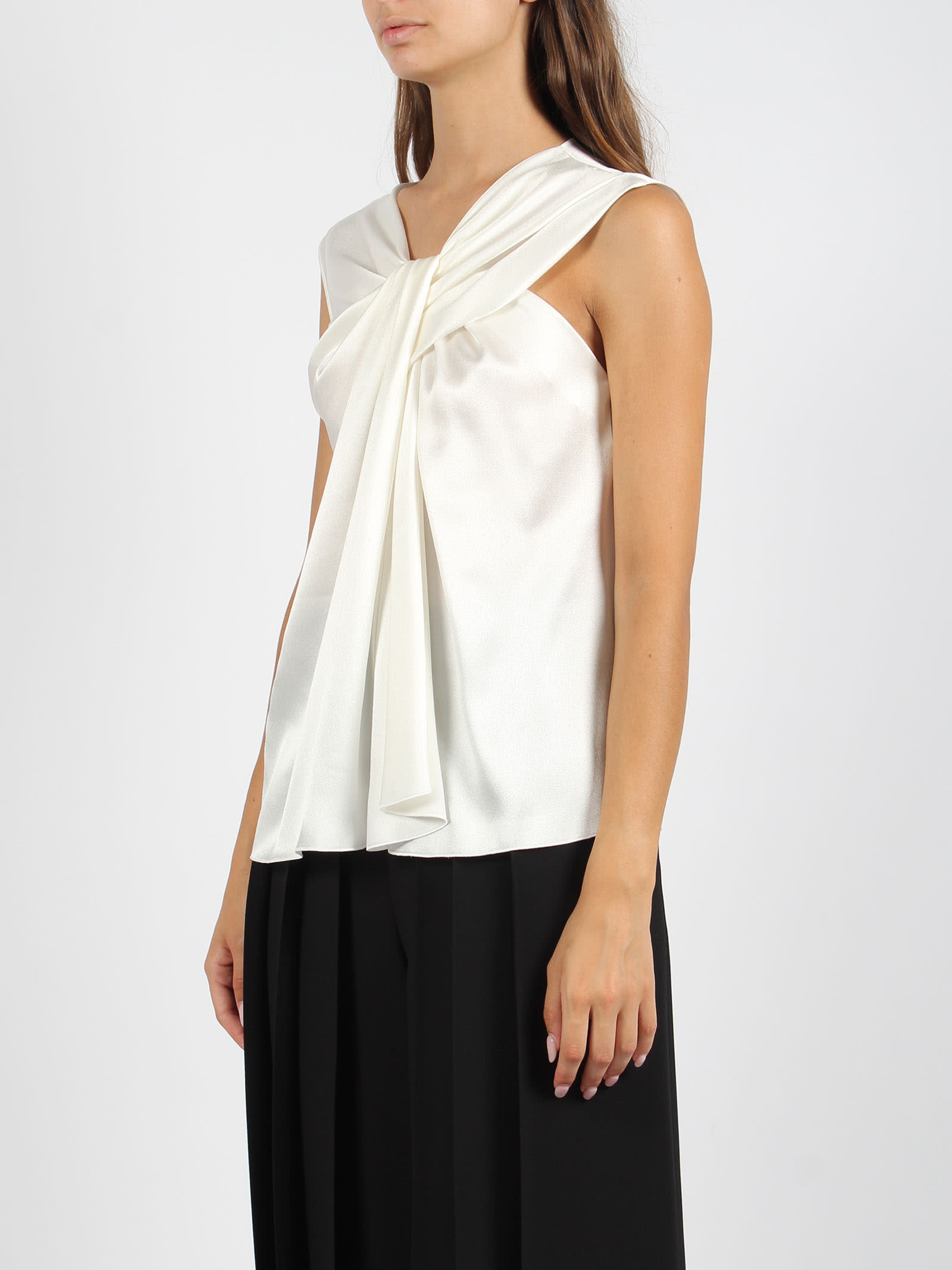 Shop Alberta Ferretti Satin Top In White