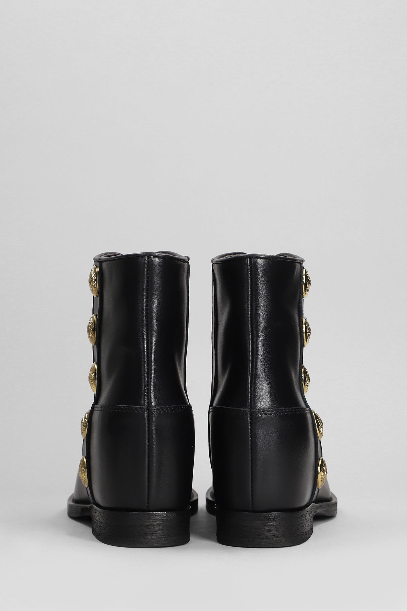 Via Roma 15 Ankle Boots Inside Wedge In Black Leather In Black