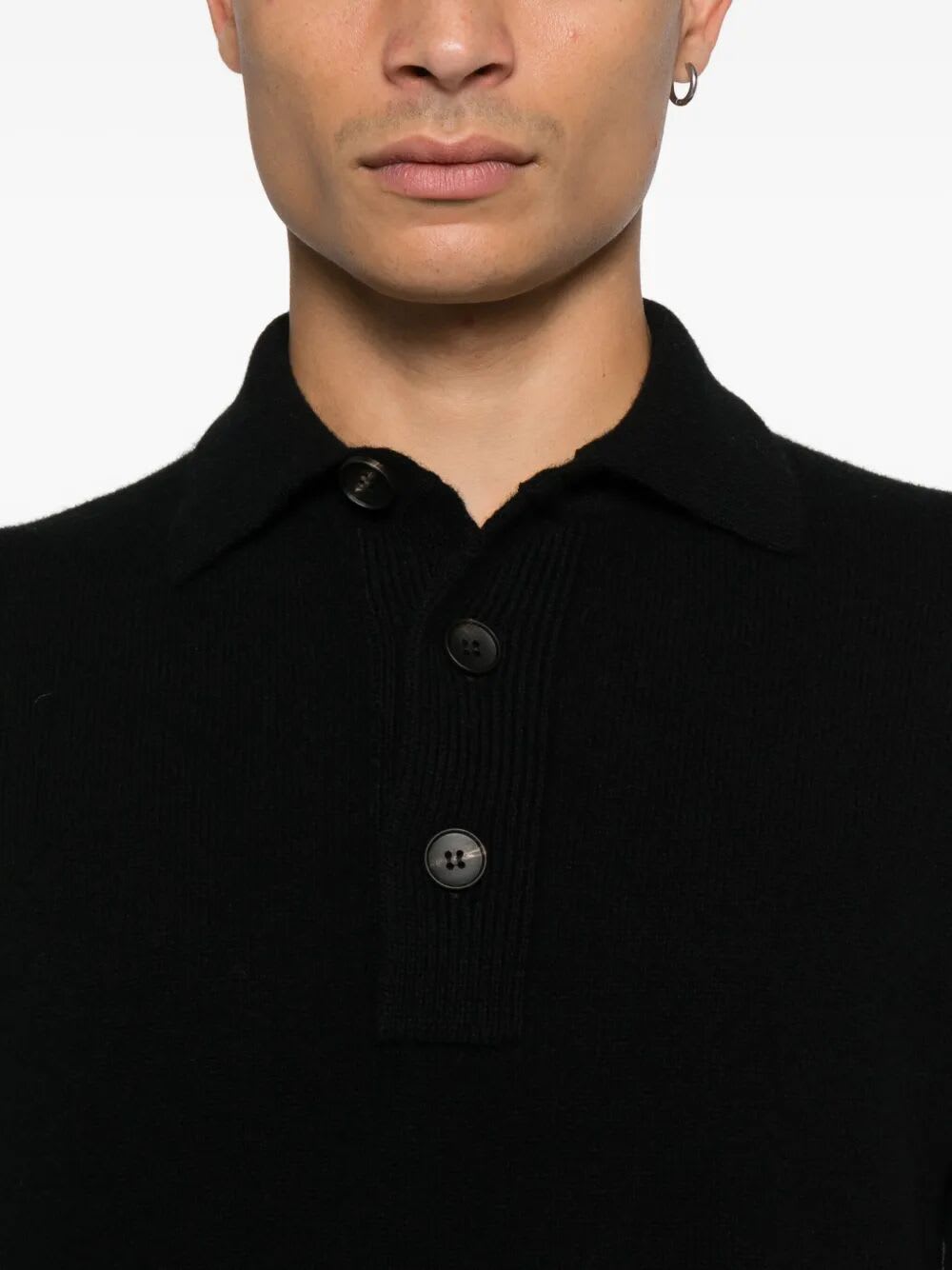 Filippo De Laurentiis Buttoned Wool Sweater In Black