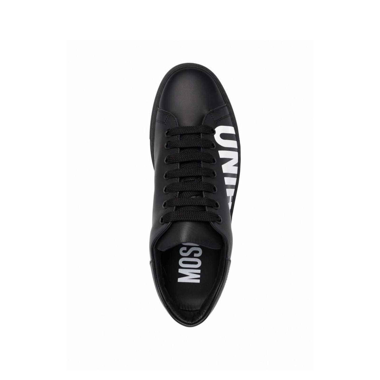 Shop Moschino Couture Logo Leather Sneakers In Black