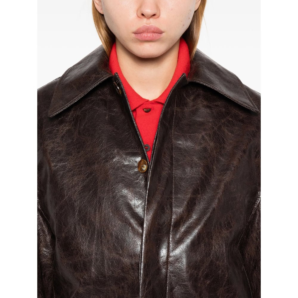 Séfr Lapel Long-sleeved Casual Jacket In Brown