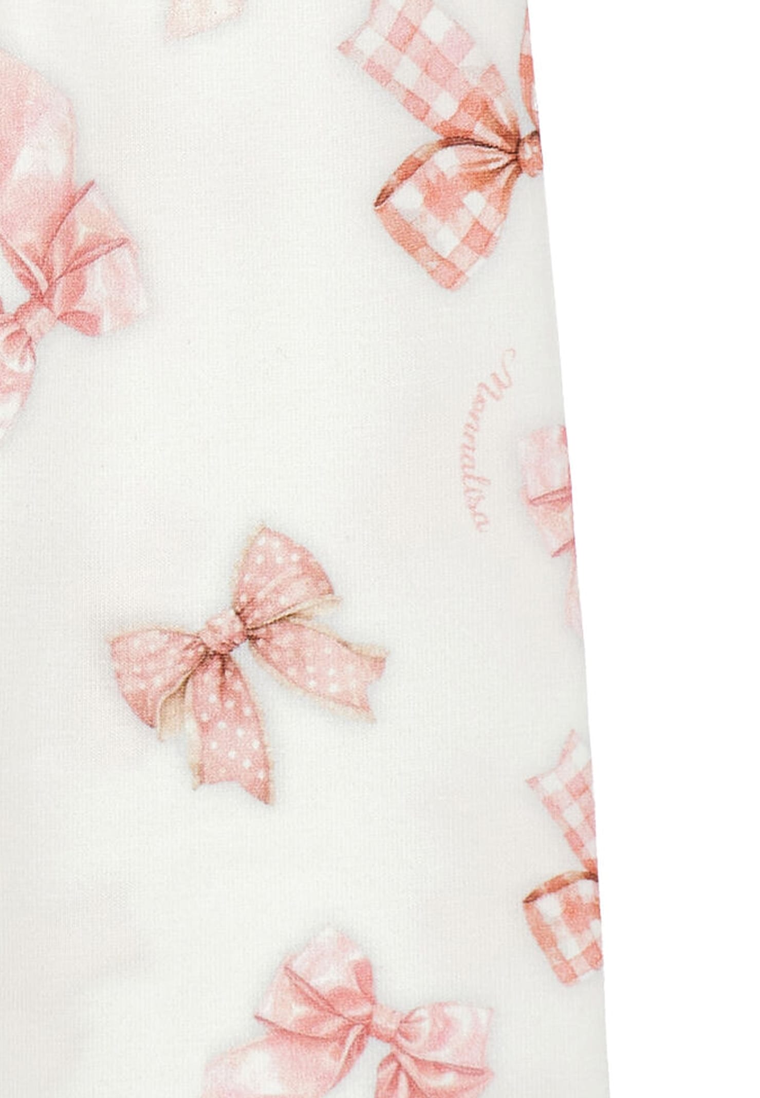Monnalisa White Leggings For Baby Girl With Bows In White