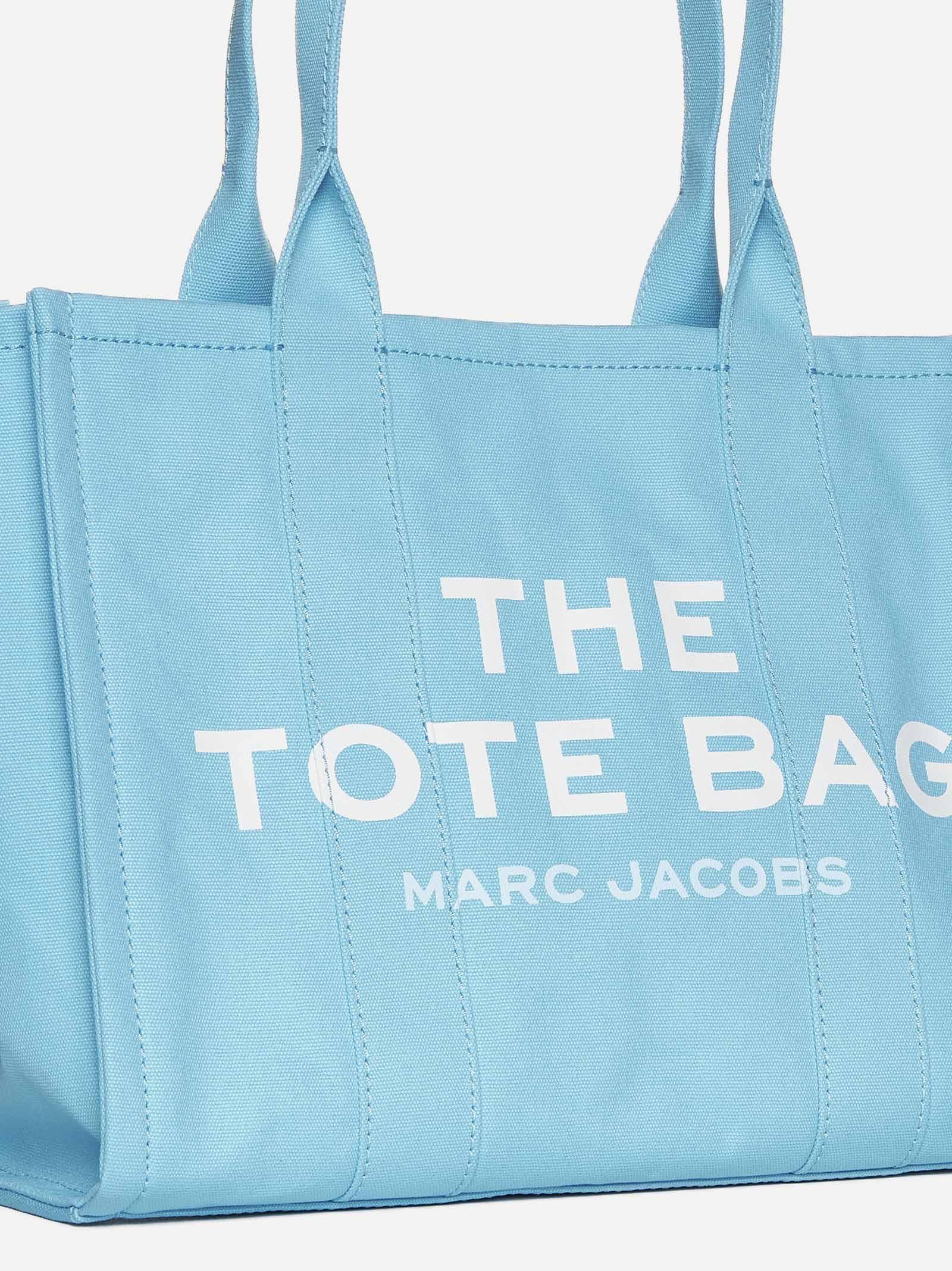 Shop Marc Jacobs The Large Tote Cotton Bag In Clear Blue
