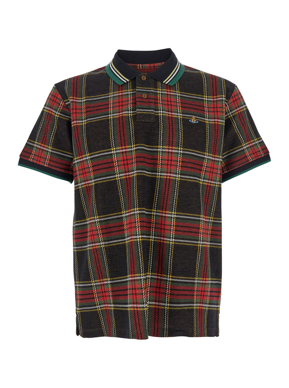 Vivienne Westwood Multicolor Polo Shirt With Orb Decoration On The Chest And All-over Tartan Motif In Cotton Man In Multi