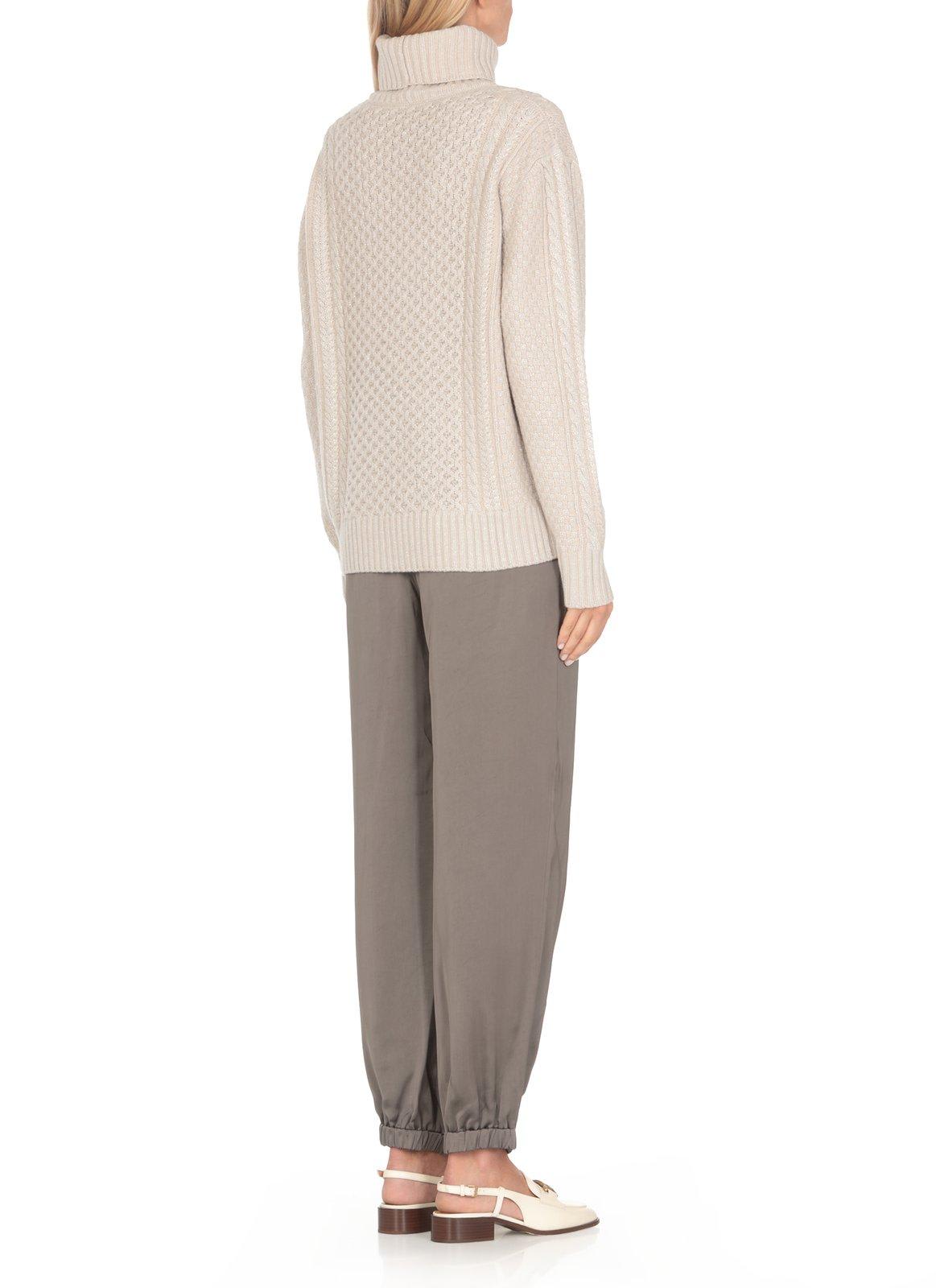 Shop Fabiana Filippi Turtleneck Knitted Jumper In Greige