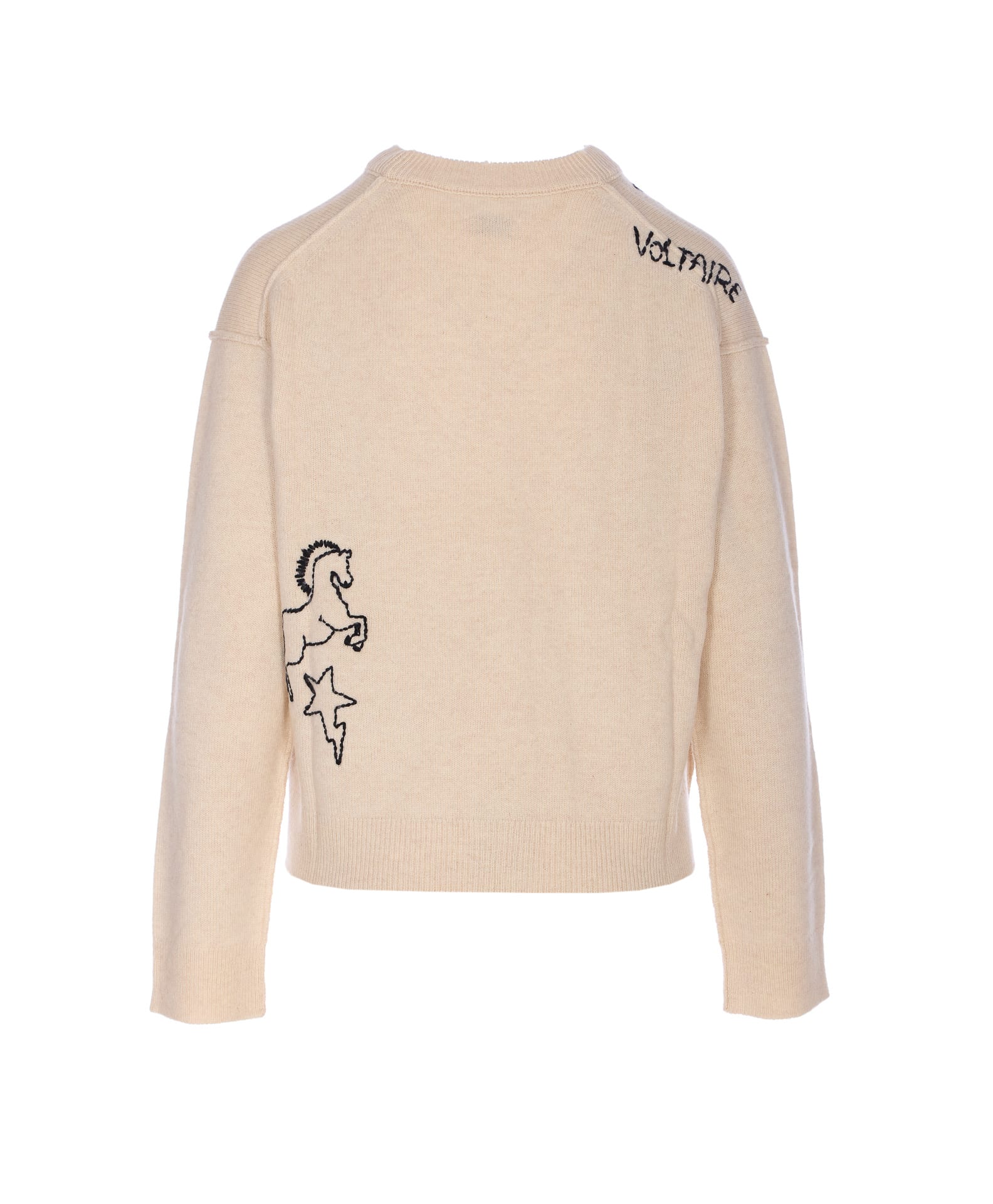 Zadig & Voltaire Womens Ecru Markuz Brand-embroidered Cashmere Jumper In Neutral