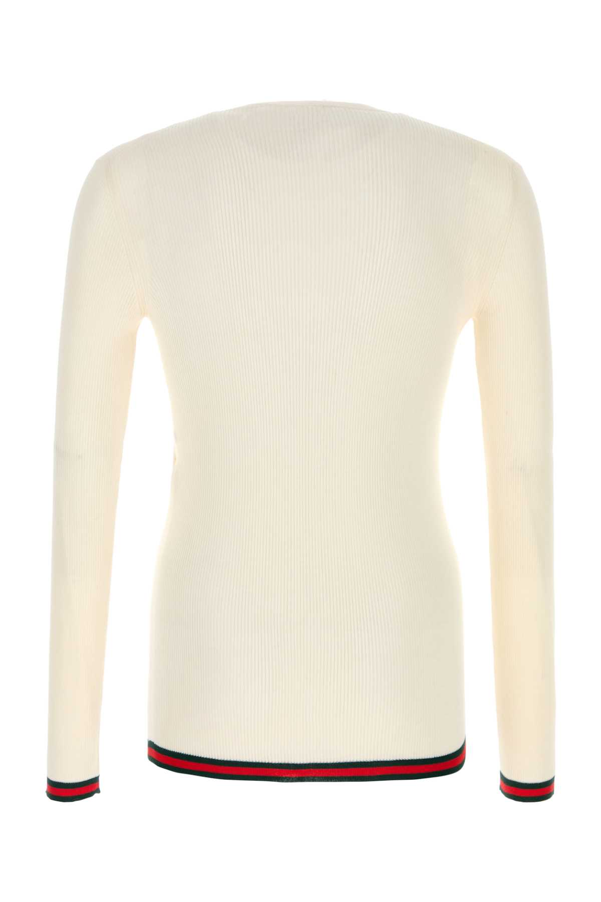 Shop Gucci Ivory Silk Sweater In White