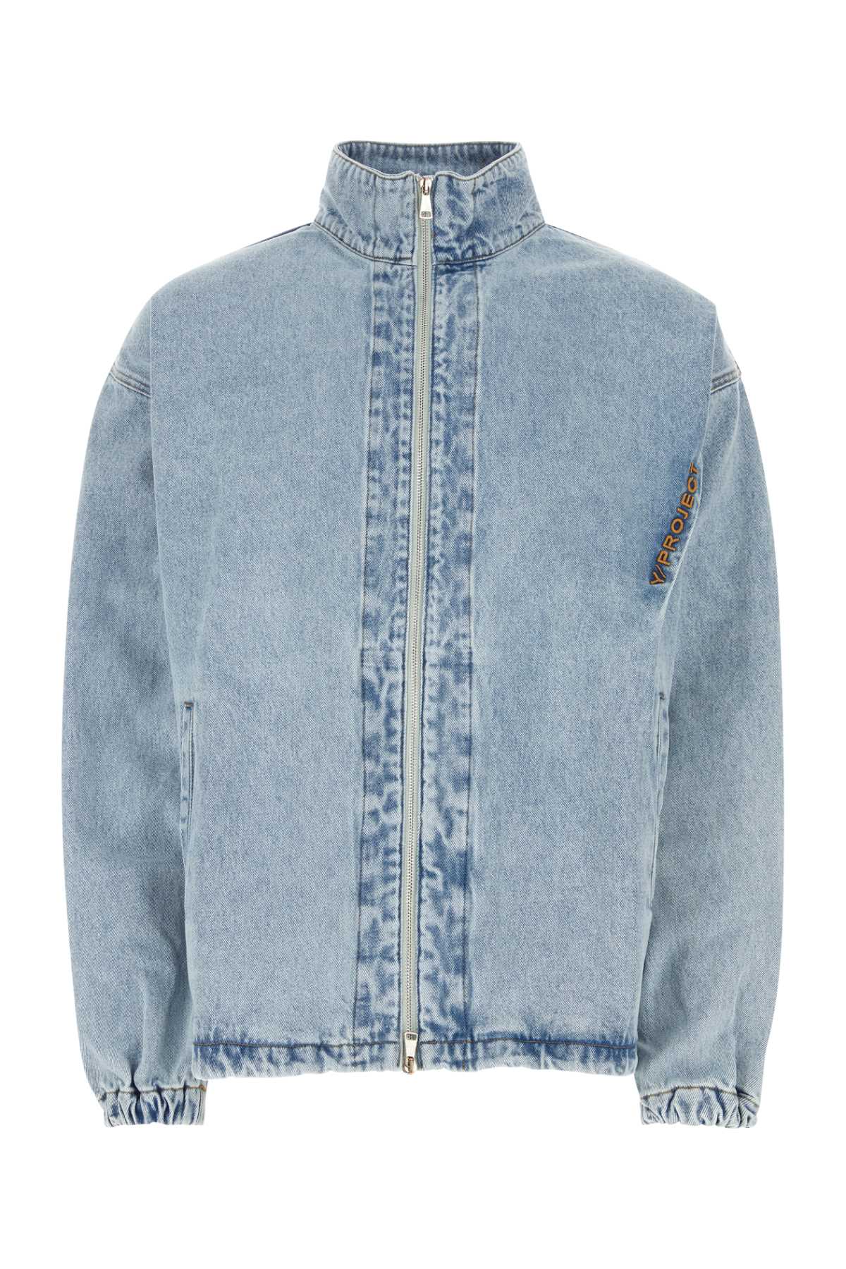 Shop Y/project Denim Jacket In Ice Blue