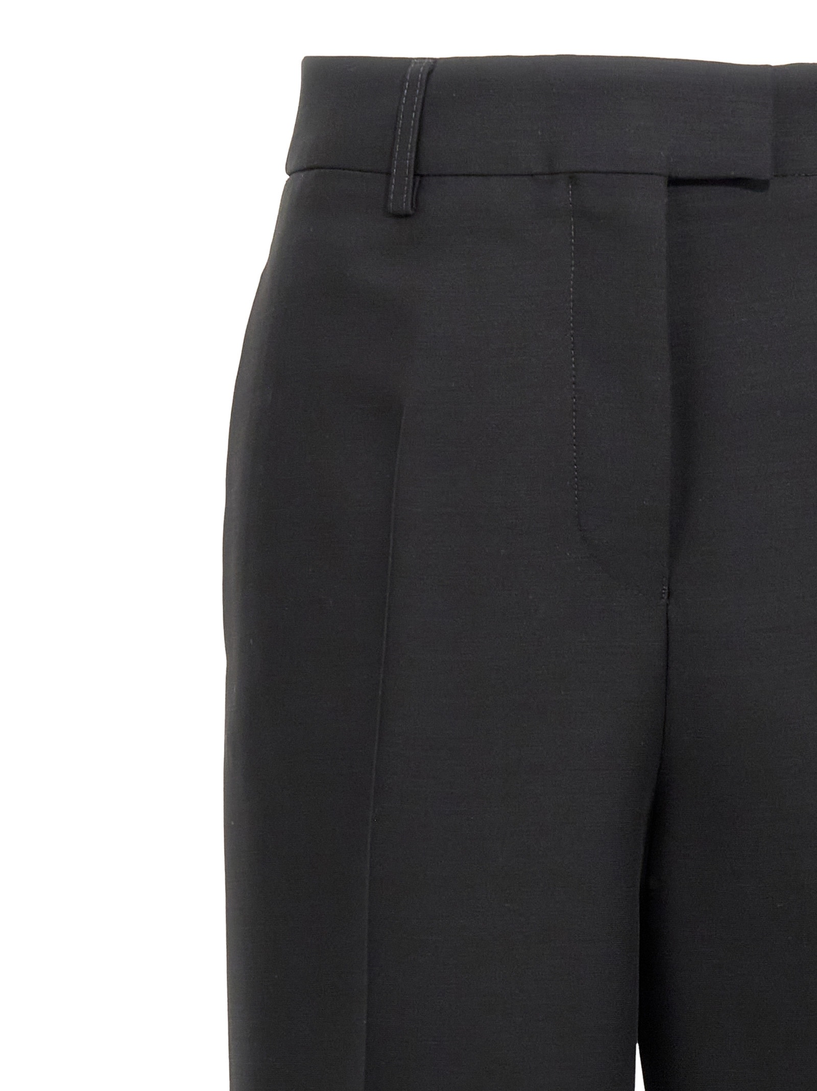 Ferragamo Black Stretched Pleated Trousers In Black