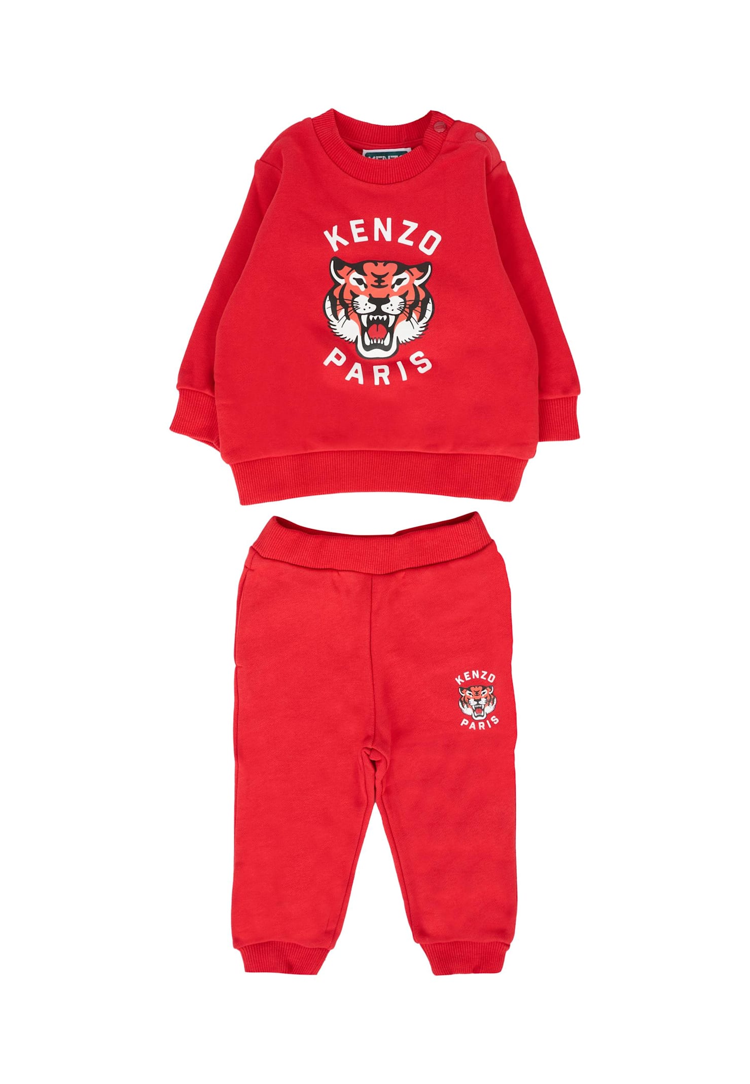 Kenzo Red Suit For Baby Boy With Lucky Tiger In Red