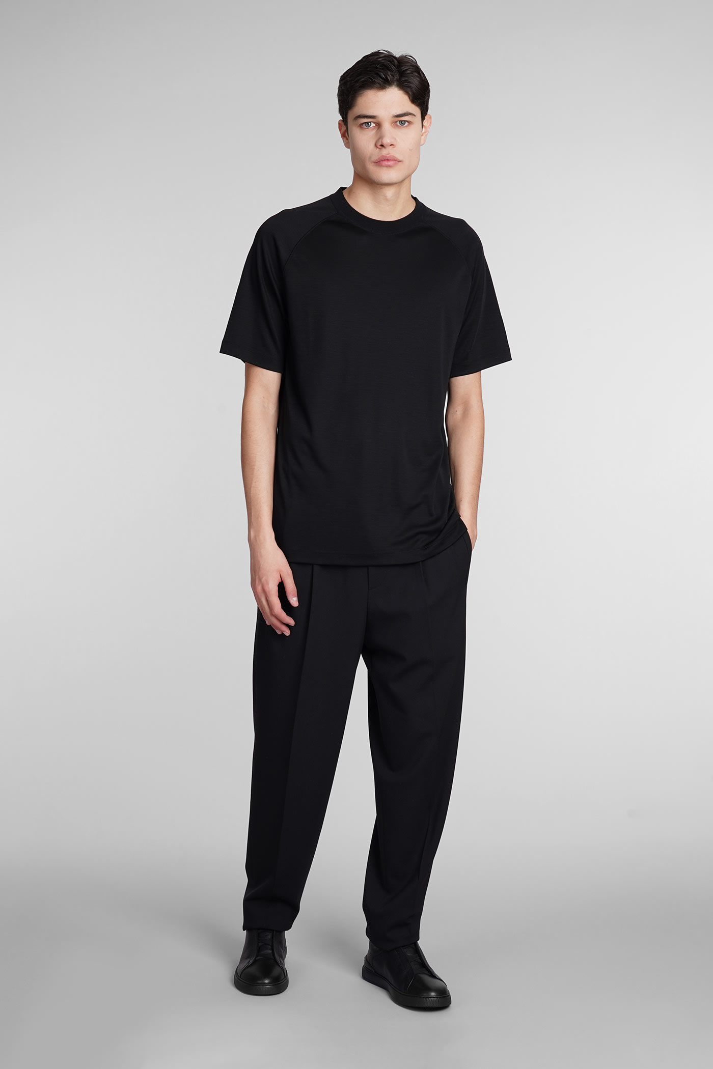 Shop Zegna T-shirt In Black Wool