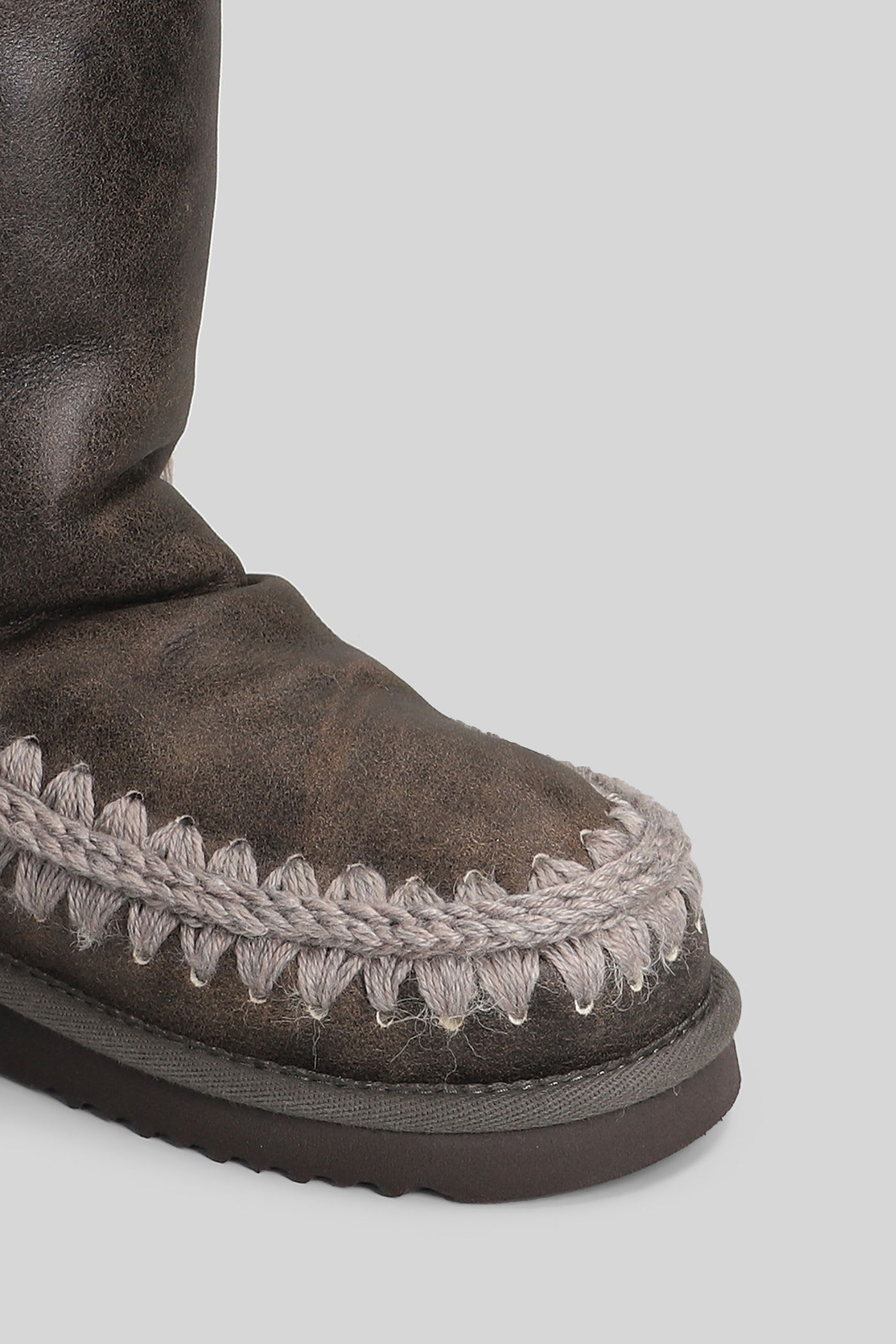 Mou Eskimo 40 Low Heels Boots In Brown Leather In Brown