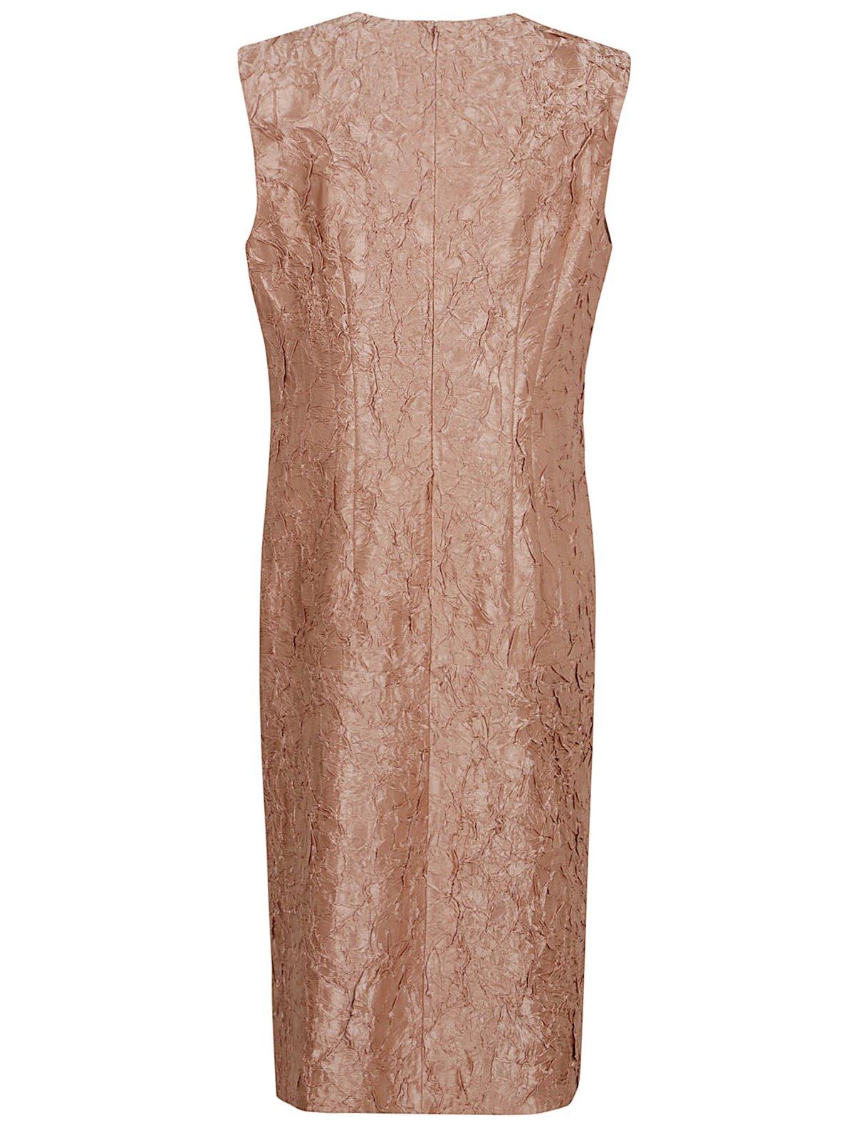 Shop Dries Van Noten V-neck Crinkle Effect Dress