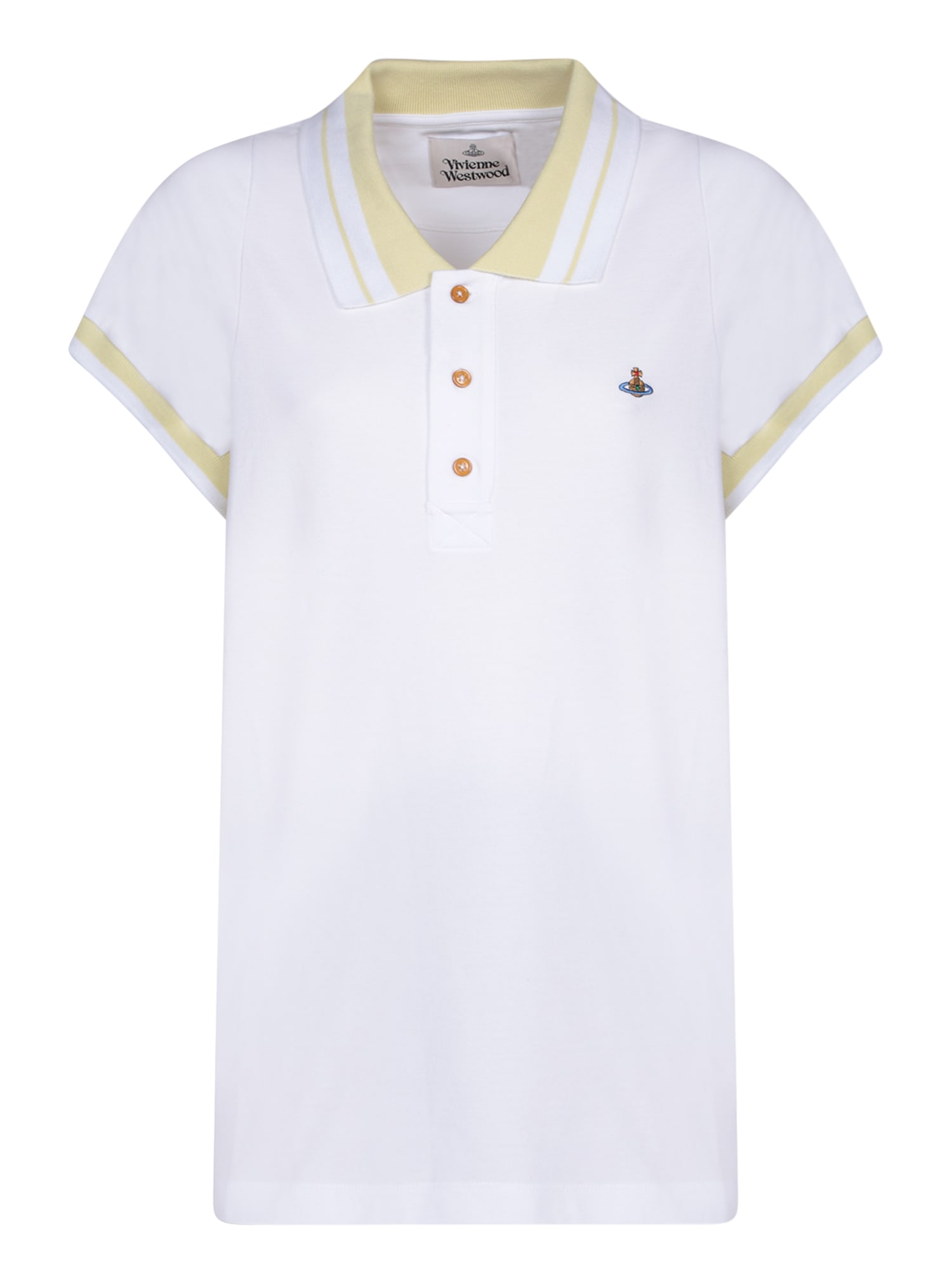 Shop Vivienne Westwood Side Striped White Polo Shirt