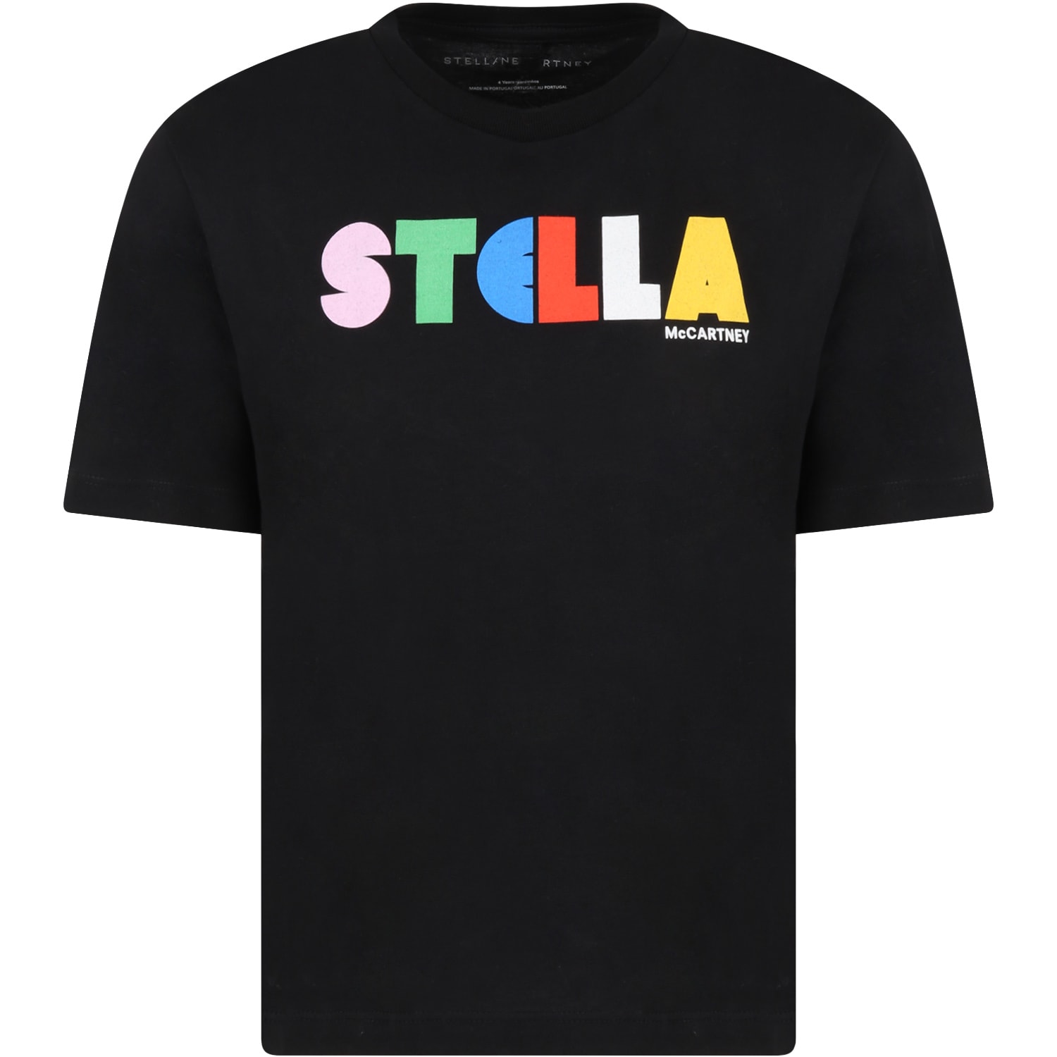 Stella McCartney Kids Black T-shirt For Kids With Flowers