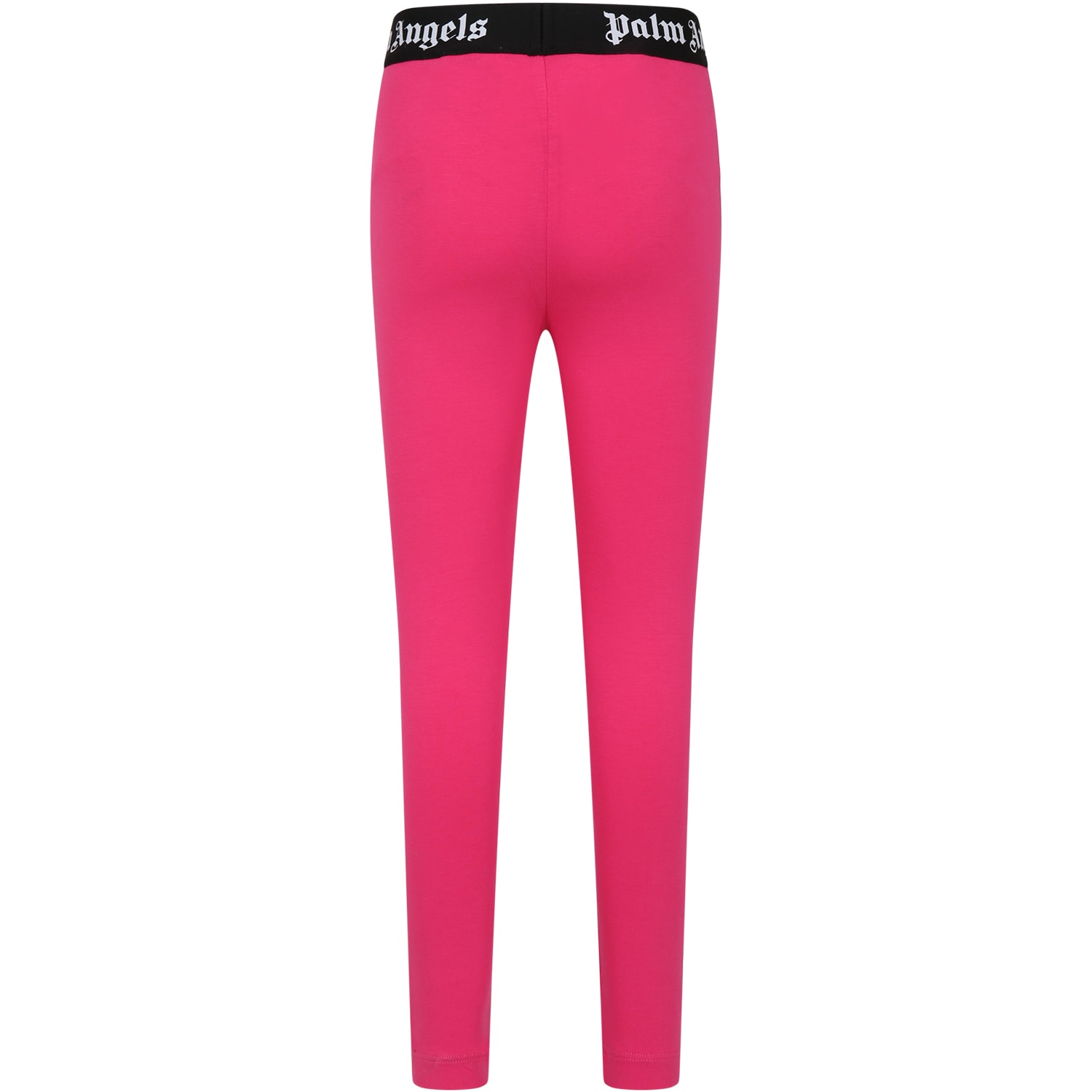 Shop Palm Angels Fuchsia Leggings For Girl With Logo In Fucsia