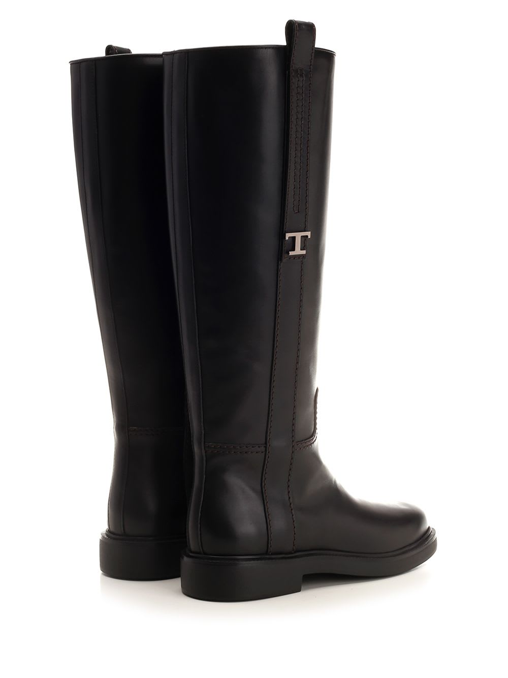 Shop Tod's T Timeless Leather Boots In Black