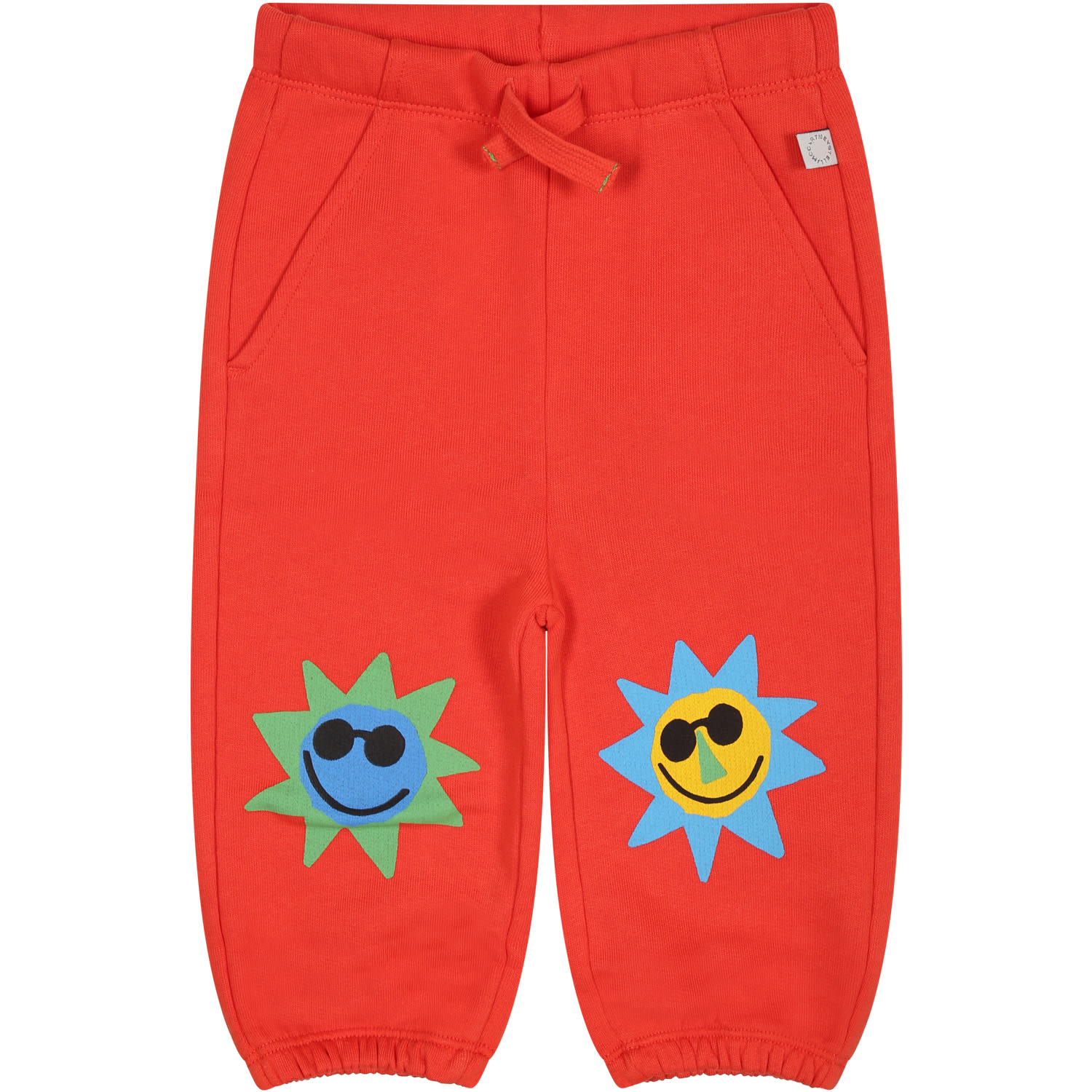 Stella Mccartney Red Trousers For Baby Boy With Sun Print