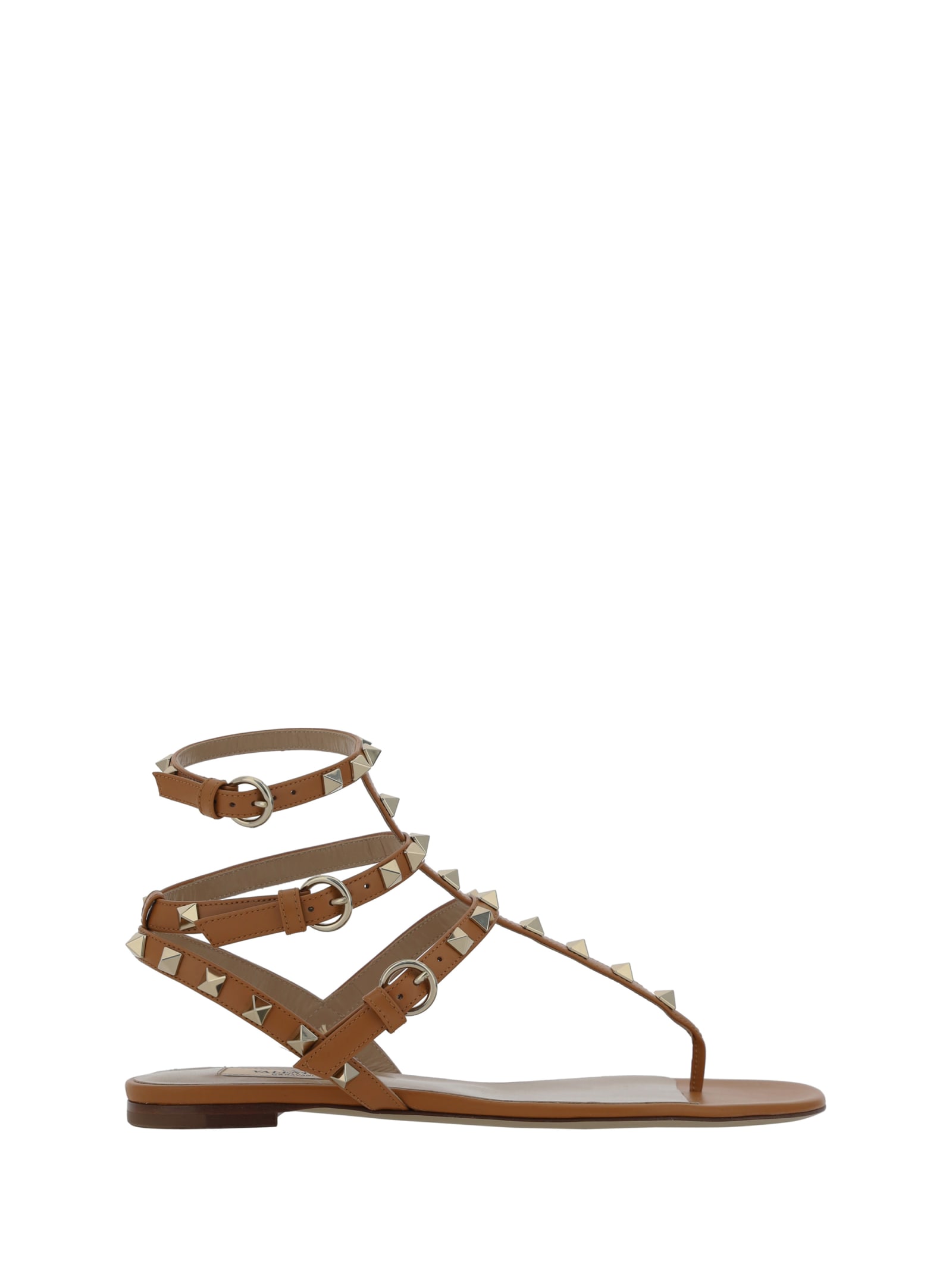 Valentino Thong | Rockstud | T. 05 | Vitello/nappa In Almond Beige