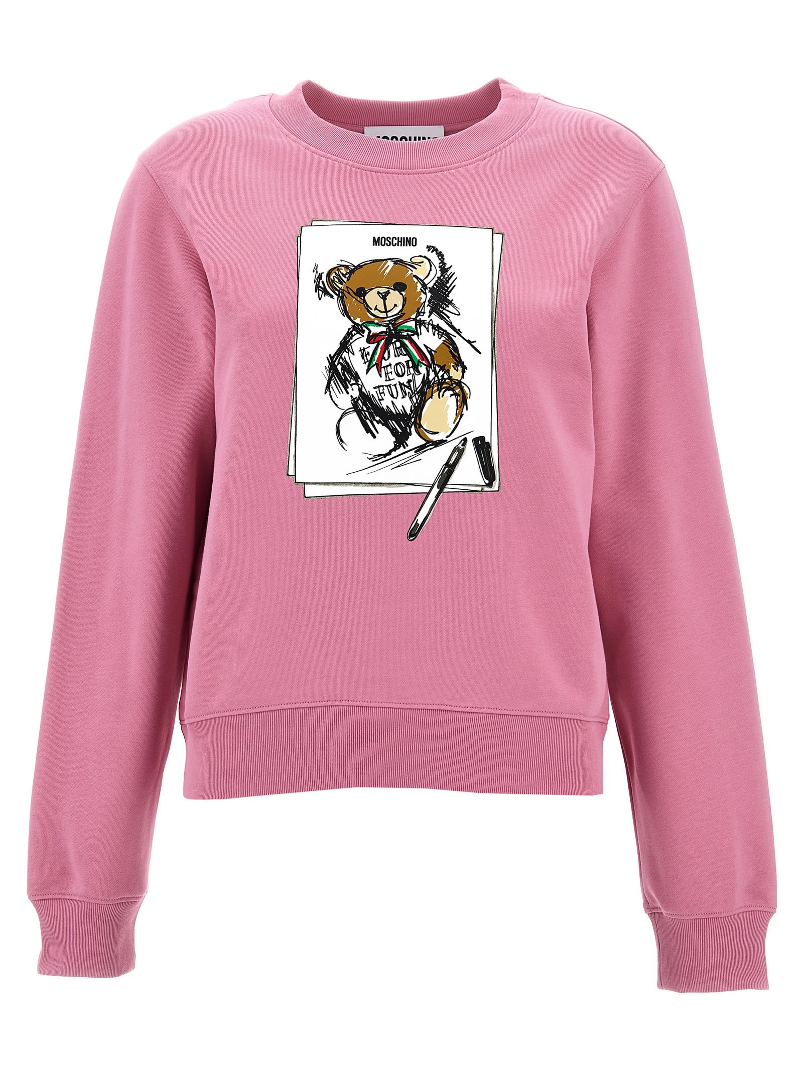 Shop Moschino Print Sweatshirt In Pink