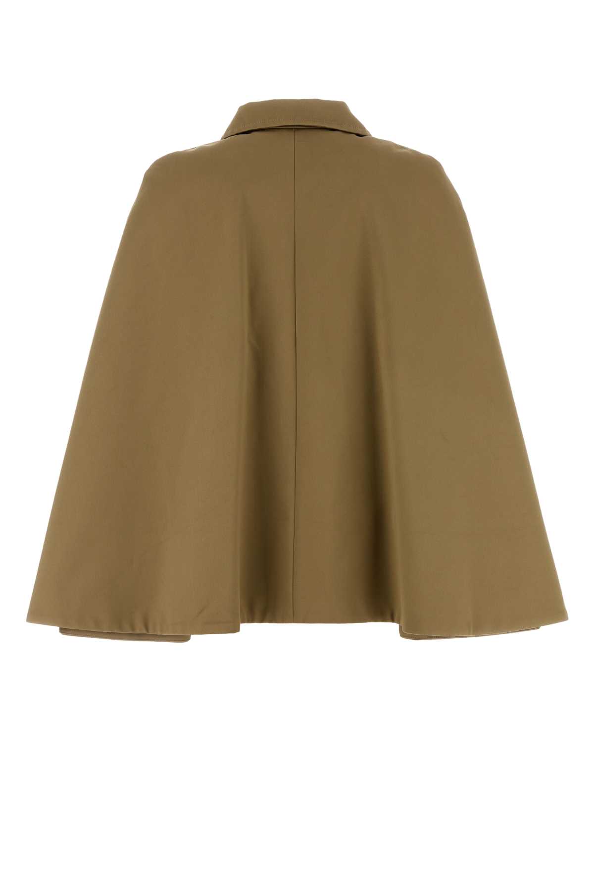 Loewe Cape With Wide Sleeves In Gabardine In Green