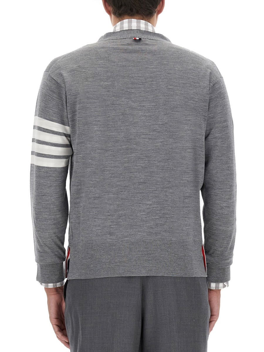 Shop Thom Browne 4bar Stripe Cardigan In Grey