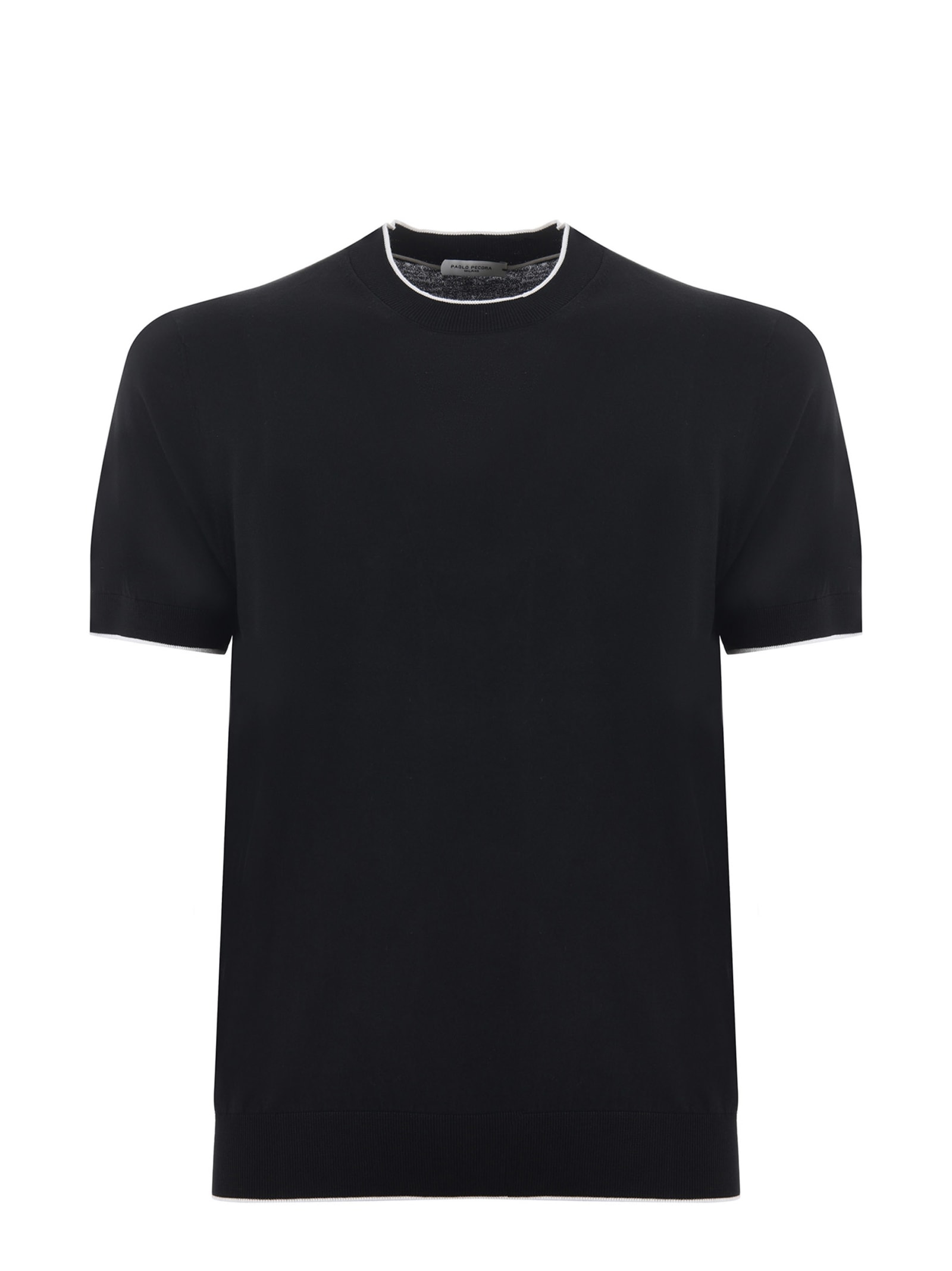 Shop Paolo Pecora T-shirt In Cotton Thread In Nero