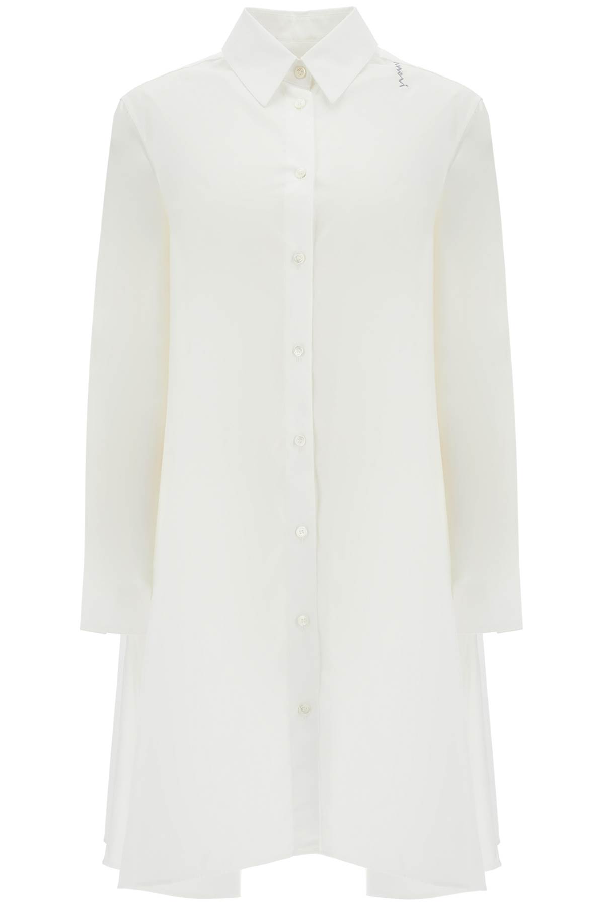 MARNI WHITE COTTON DRESS WITH EMBROIDERY 