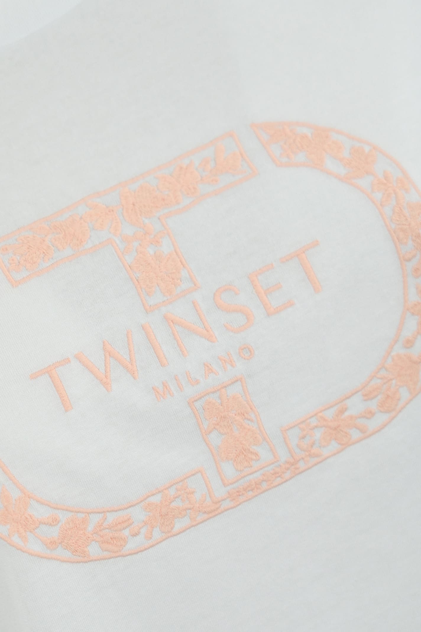 Shop Twinset T-shirt With Logo Embroidery In Ric.ottico/cupcake Pink