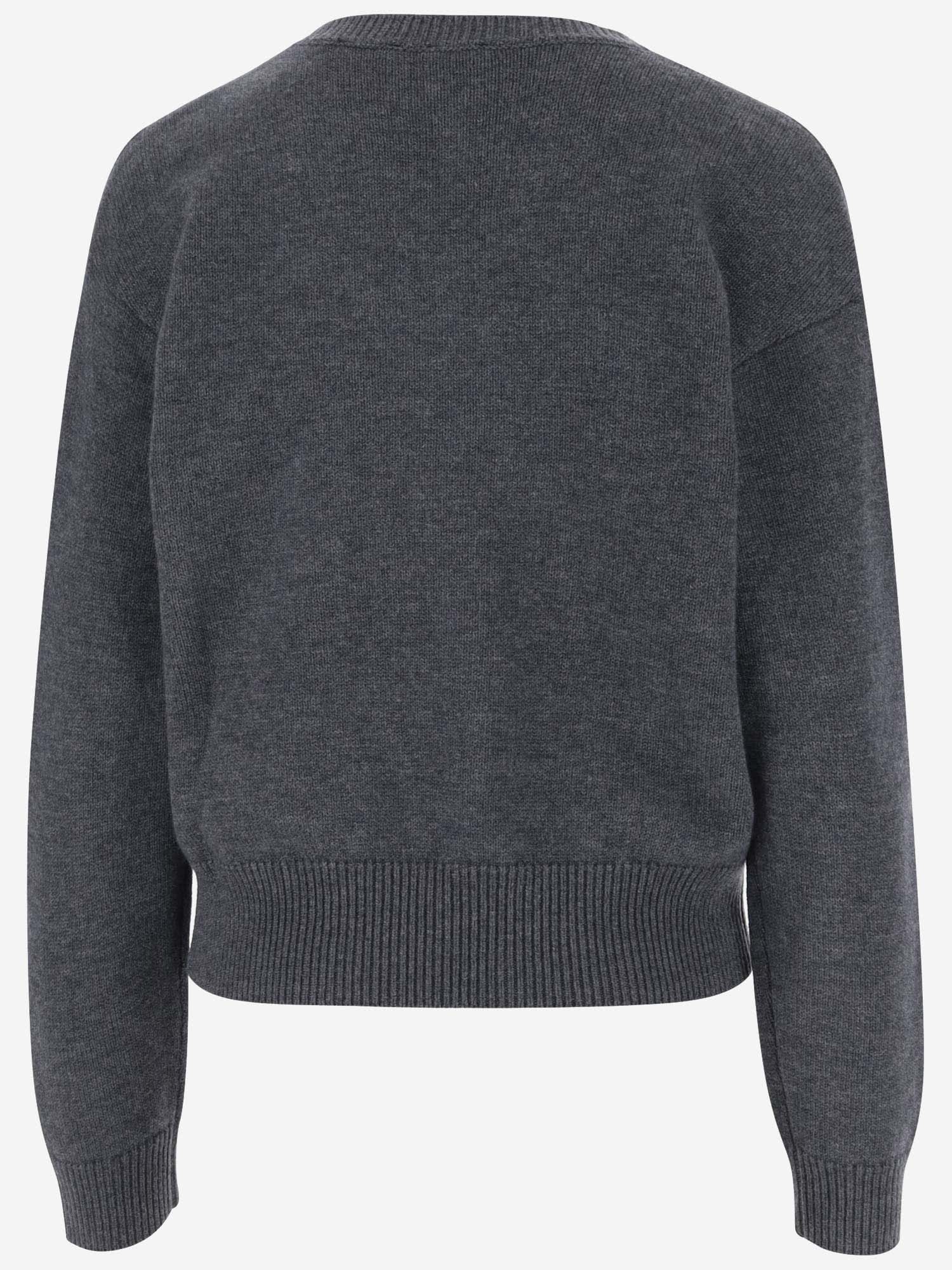 Shop Pinko Wool Sweater With Logo In Grey