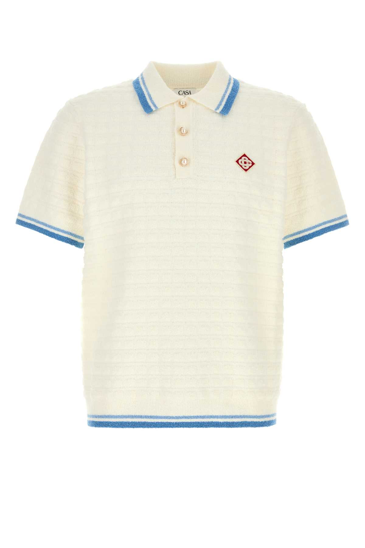 White Boucle Polo Shirt