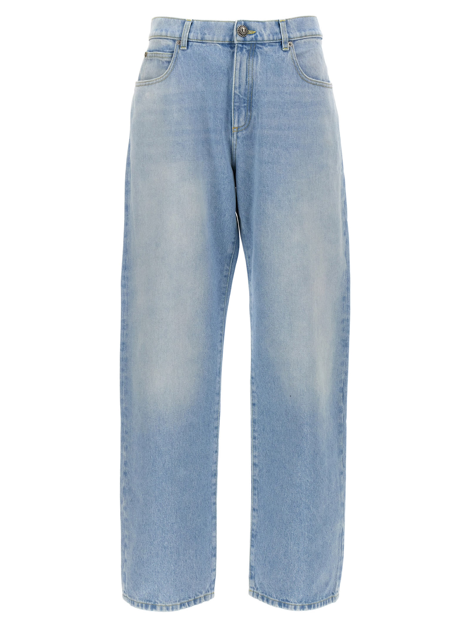 Shop Balmain Loose Jeans In Light Blue